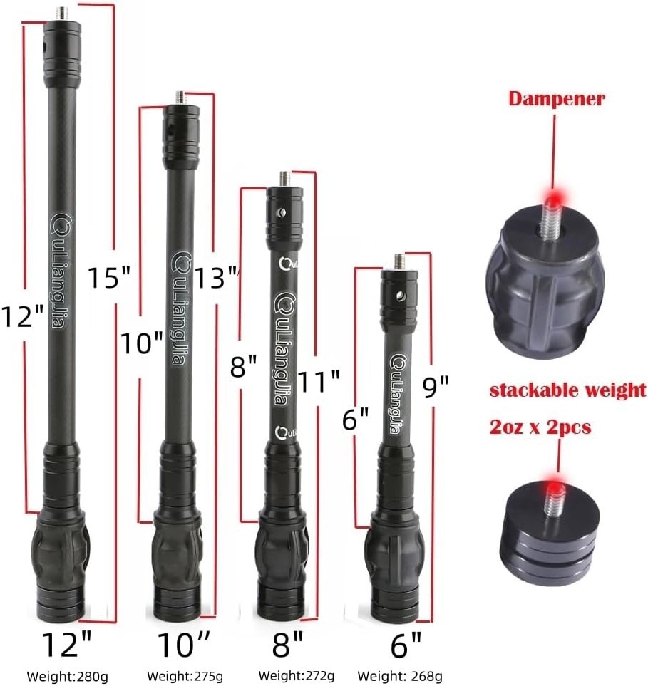 Archery Bow Stabilizer 10"&12" Compound Bow Single Side V-bar Bow Stabilizer Set