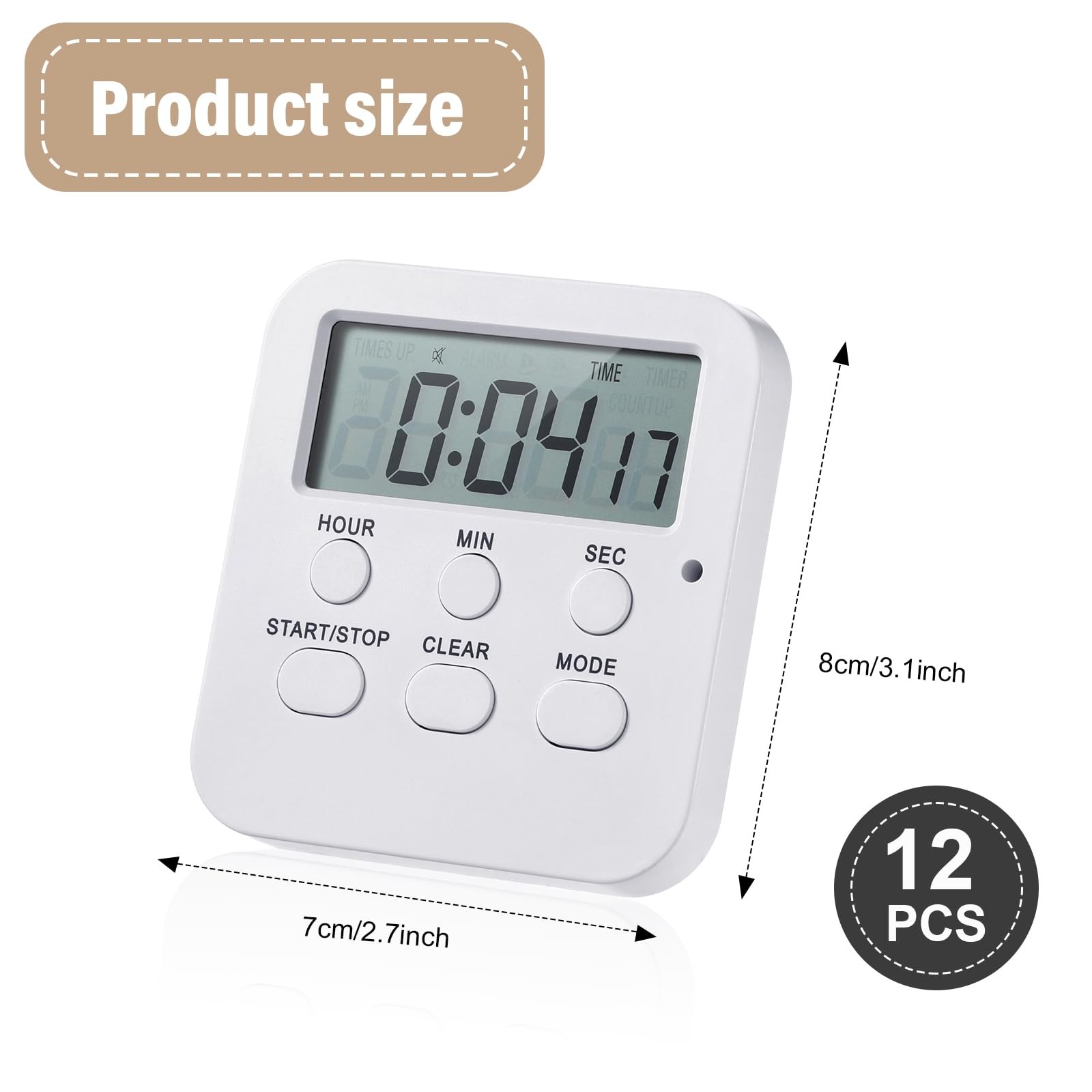 12 Pcs Digital Kitchen Magnetic Timer Bulk Classroom Count up Countdown Timer...