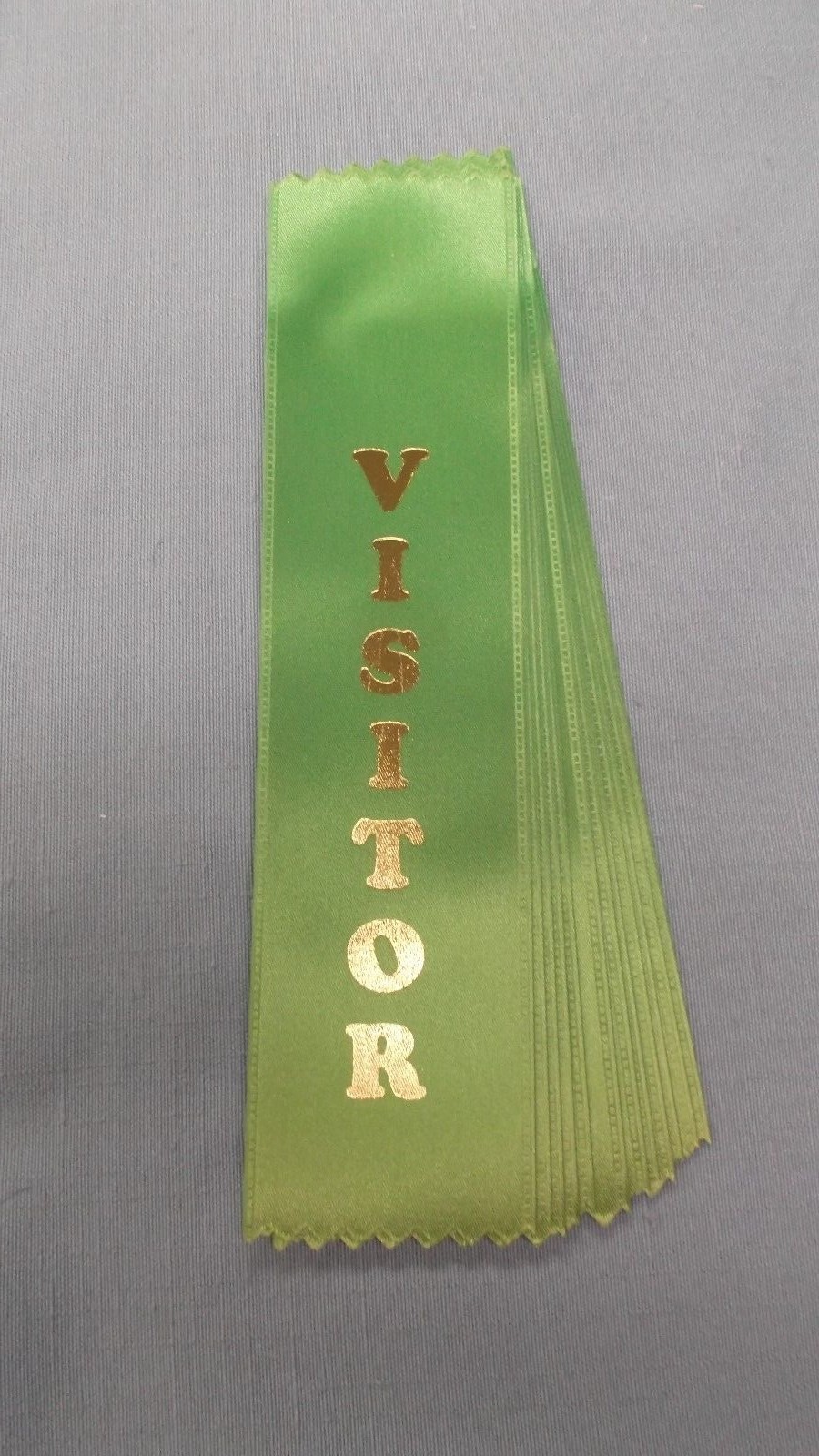VISITOR award green satin ribbons lot of 10 gold foil letters