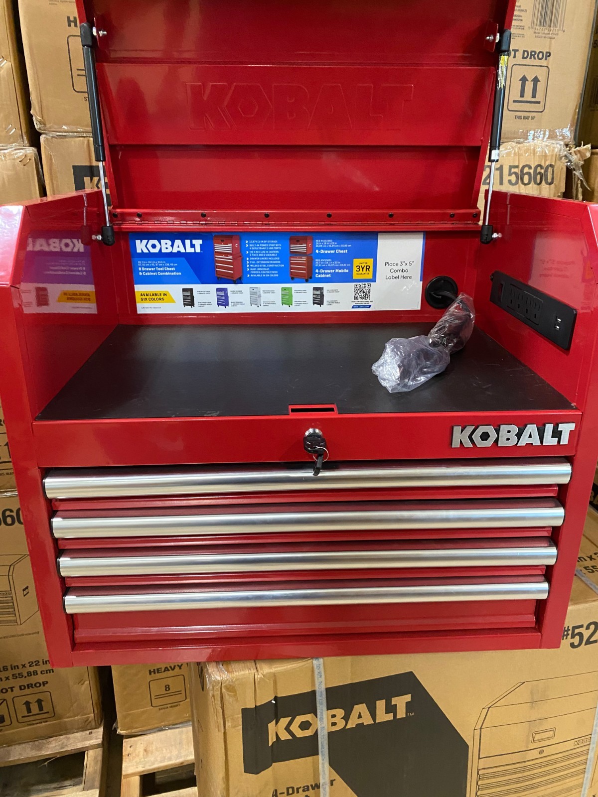 Kobalt 26-inch 4-Drawer Red Steel Tool Chest