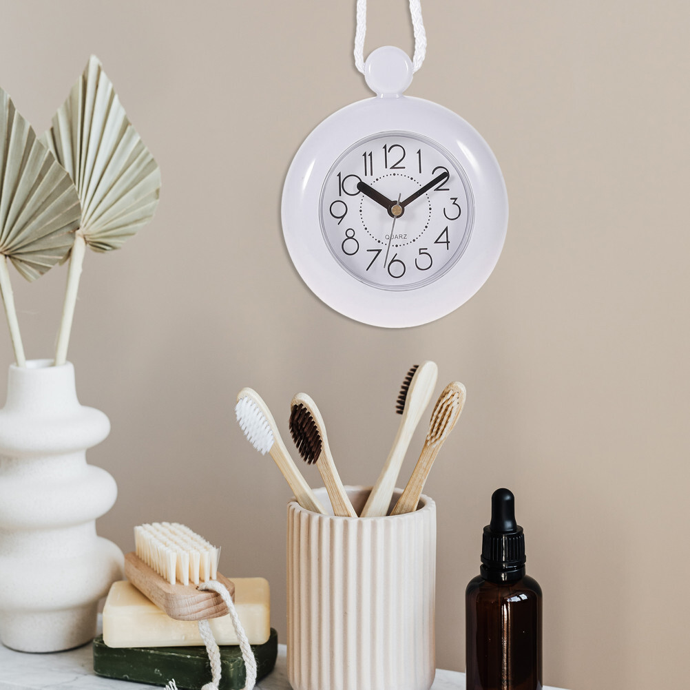 Bathroom Waterproof Wall Clock Digital Hanging Rope Rustic Decor Clocks