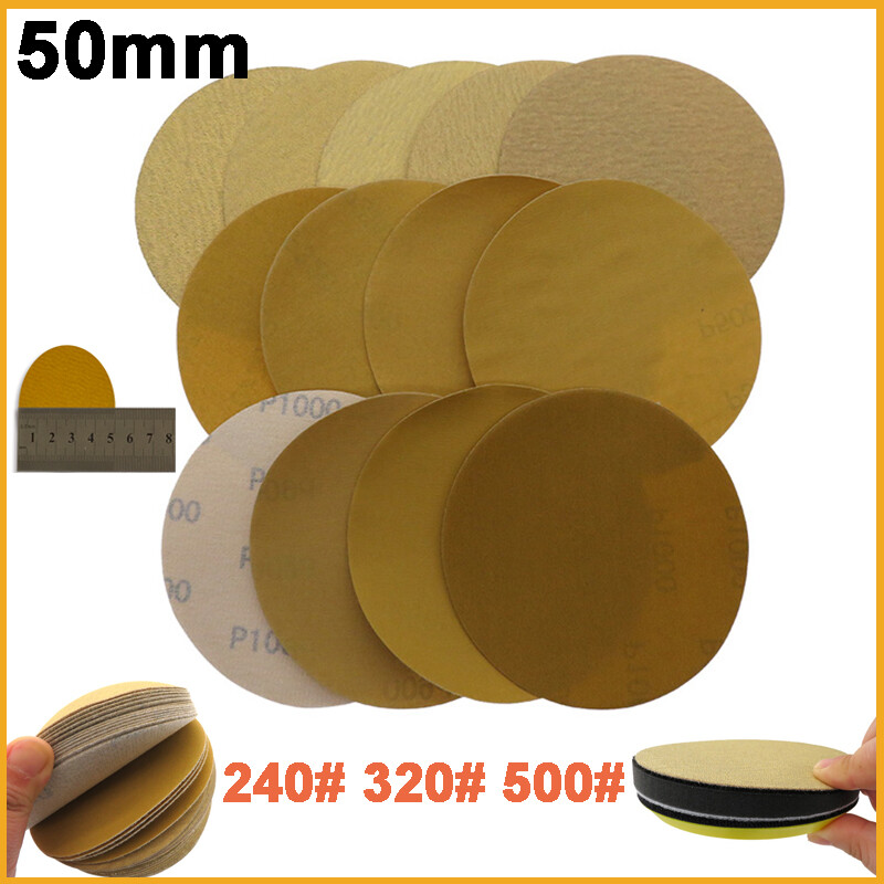 50mm Wet and Dry Sanding Discs 2 inch Sandpaper Hook and Loop Pad 240# 320# 500#