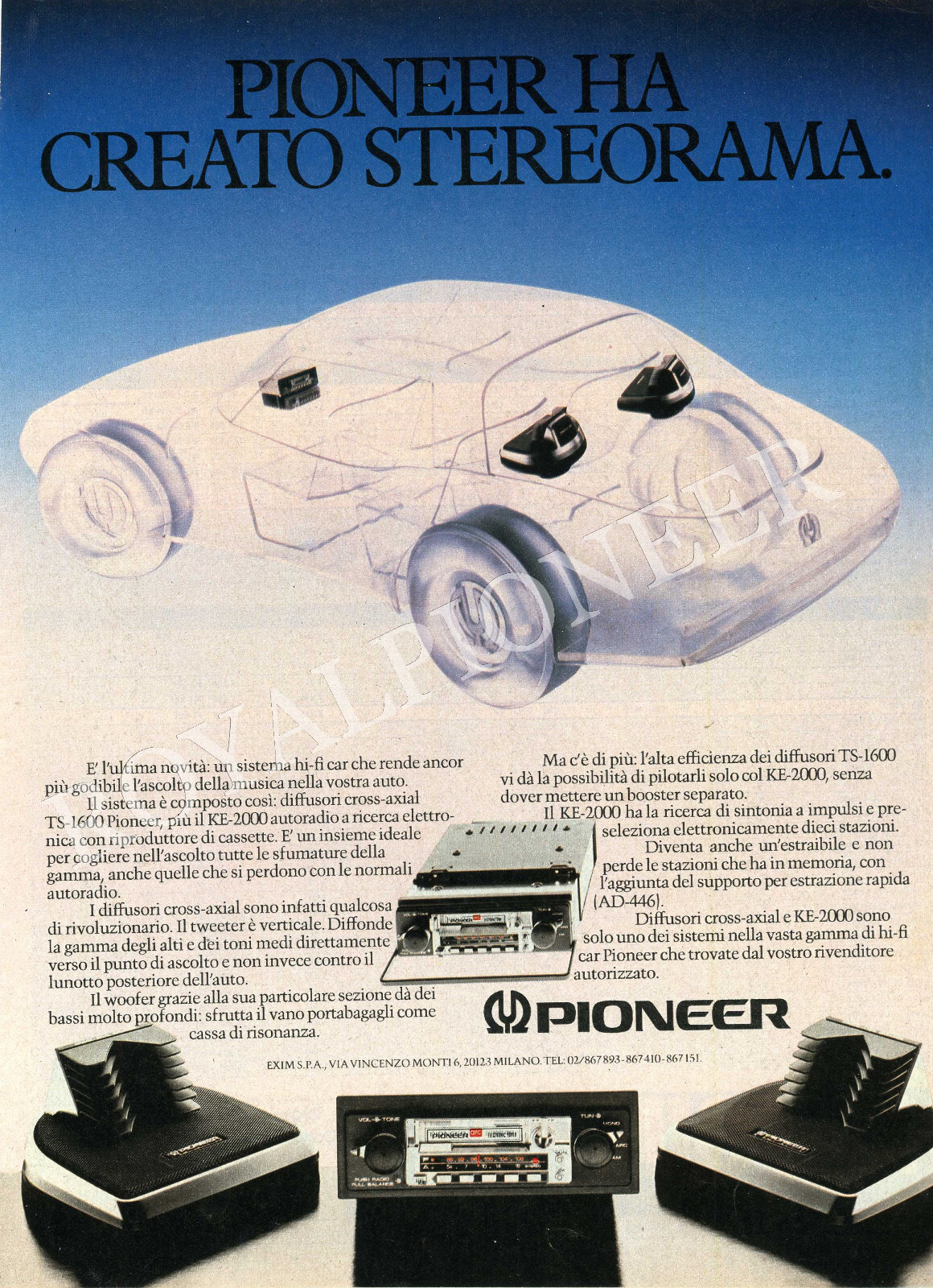 PIONEER 1980 advertising' Component Car Stereo Centrate Series,kex,kpx,Dex,Cdx