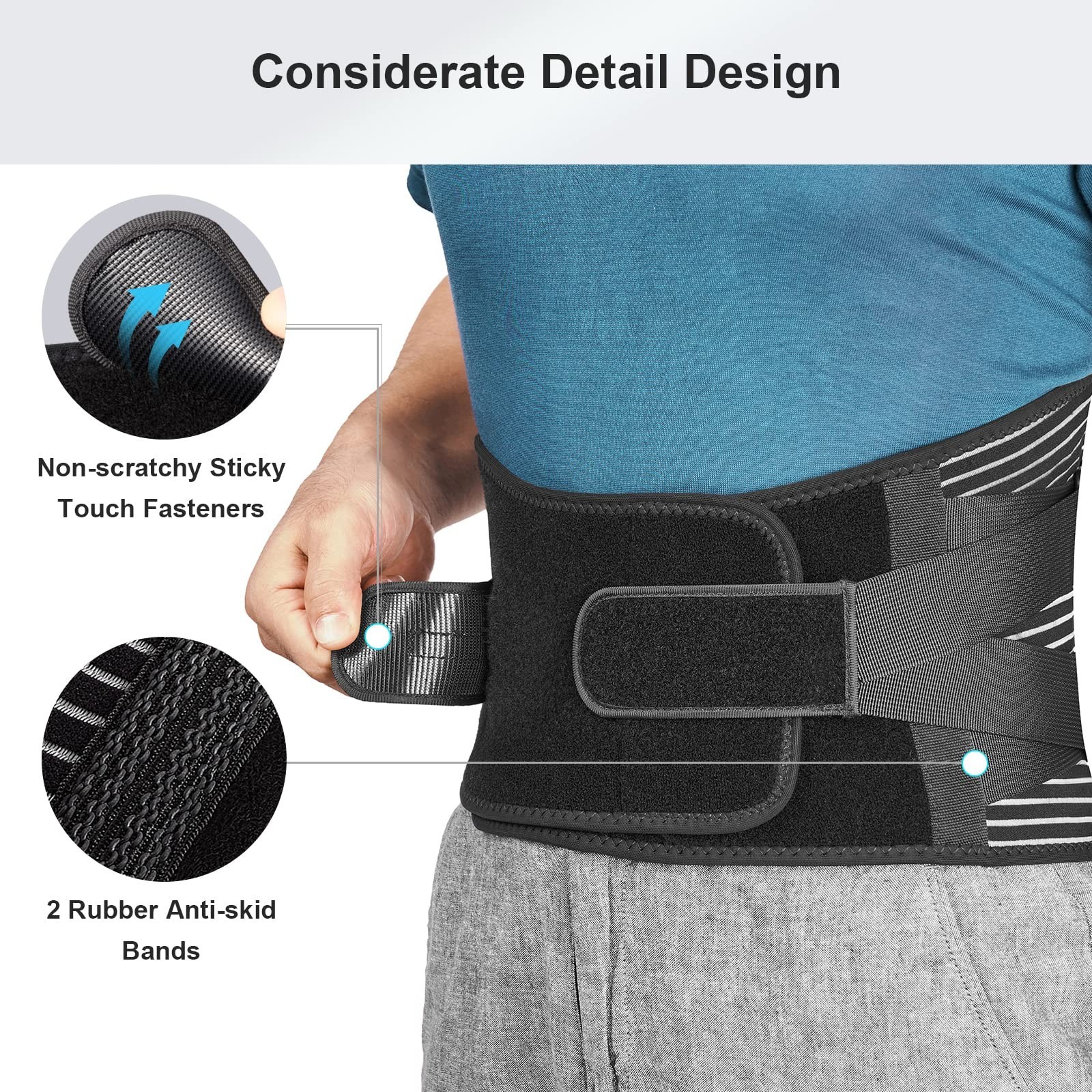 FREETOO Back Braces for Lower Back Pain Relief with 6 Stays, Breathable Back ...