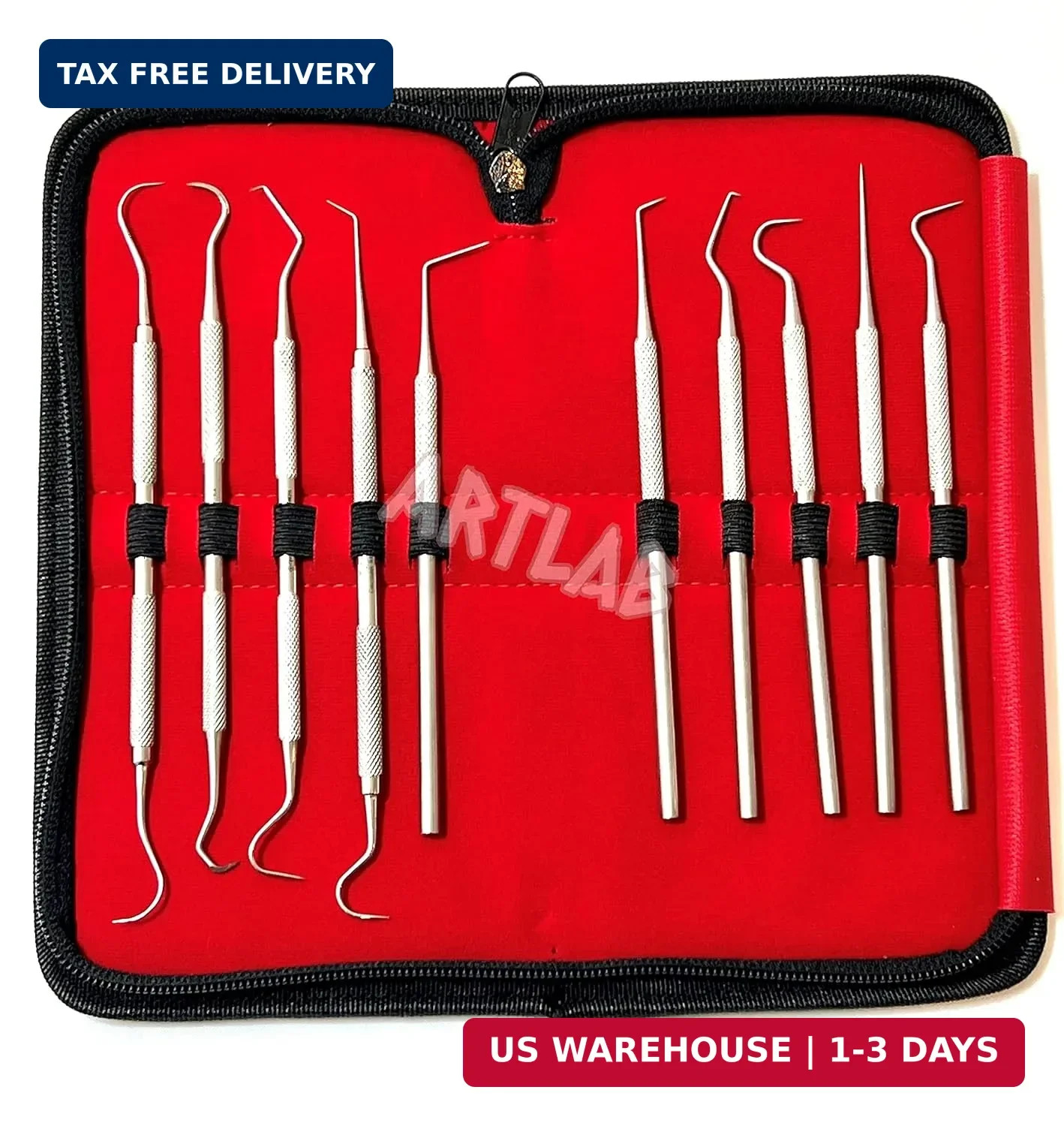 Premium Set of 12 Stainless Steel Precision Micro Probe Set Combo-Straight, Sing