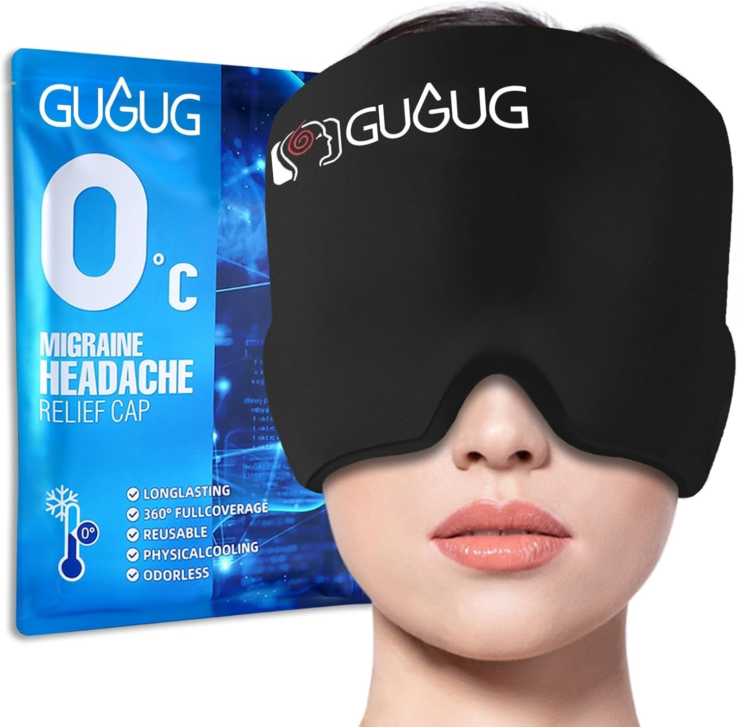 Headache & Migraine Relief Cap Ice Head Wrap Soft Gel Cold Compress Hat Eye Mask