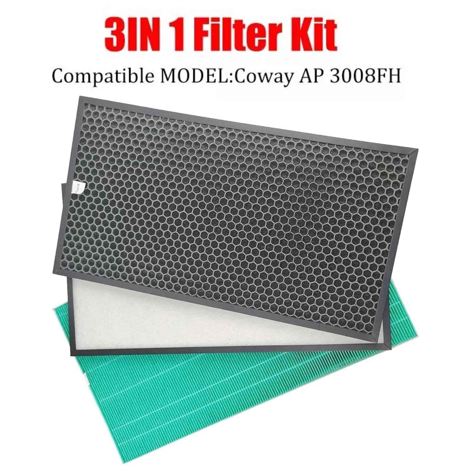3 In 1 Household Activated Carbon Pre Filters Fits Coway AP 3008FH Air Purifier