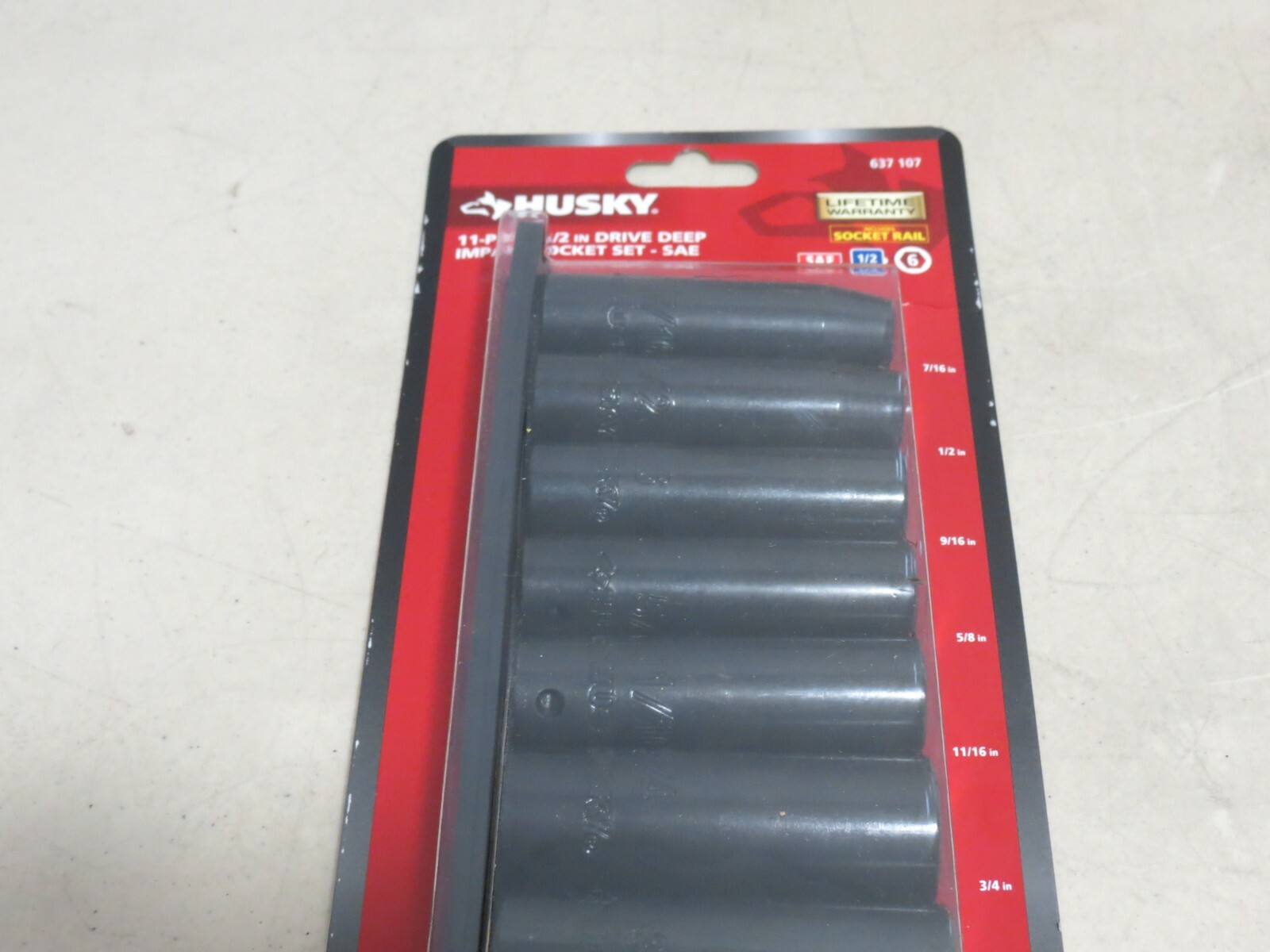 HUSKY 637 107 1/2" IMPACT DEEP SAE SOCKET SET 11 PIECE