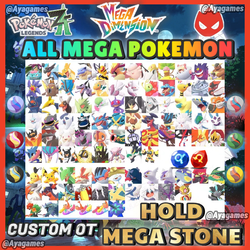 Pokémon Legends ZA ✨ALL MEGA✨Shiny Alpha Holding Mega Stone ✨Mega Dimension Z-A