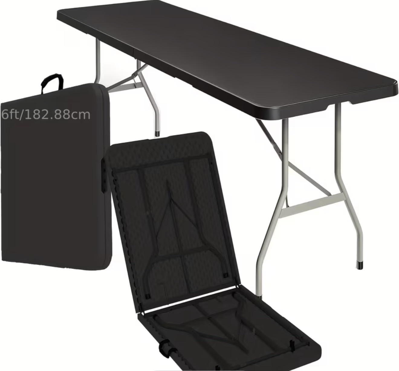 6FT Heavy Duty Folding Table, Portable Plastic Utility Table with Locking Legs &
