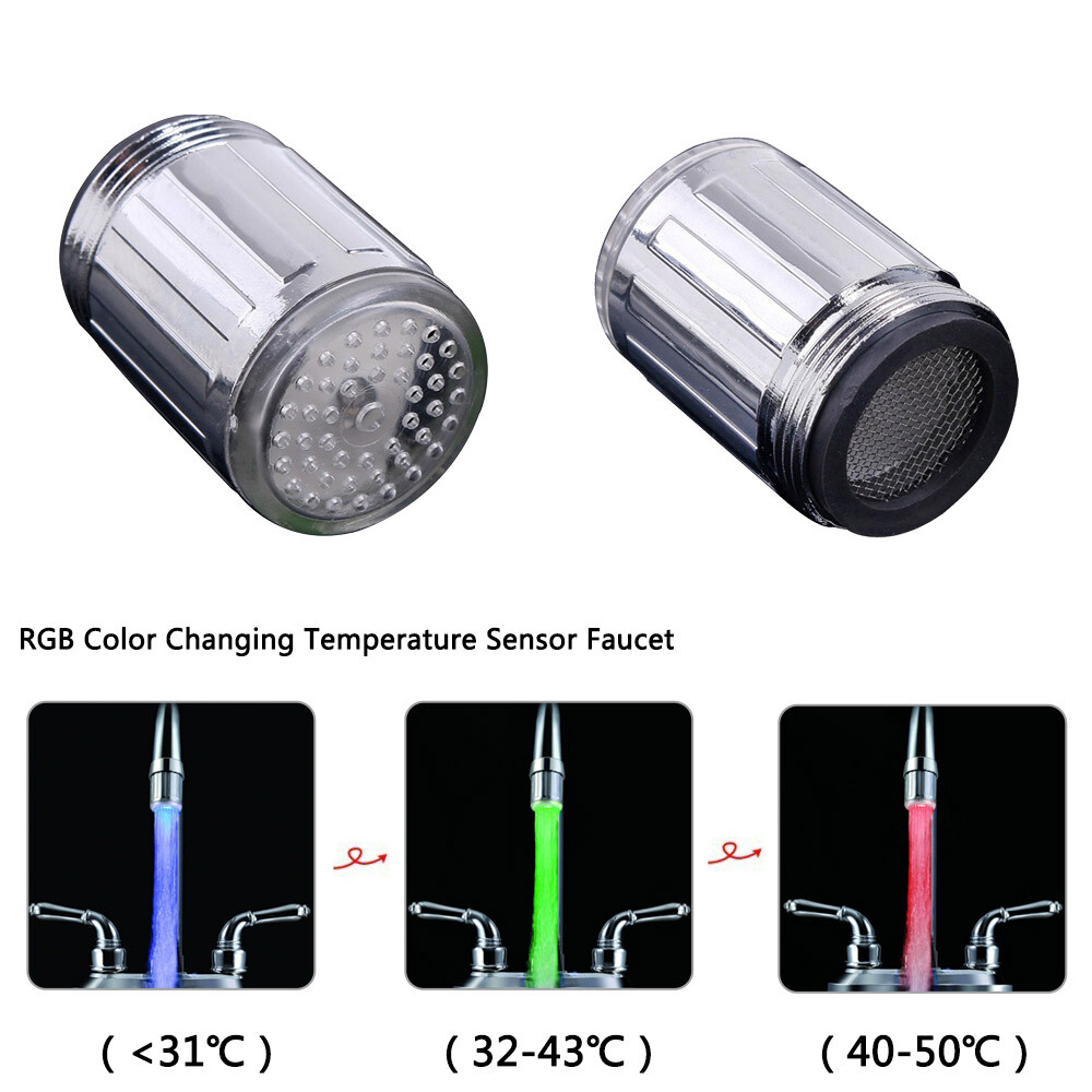 sale Colorful LED Water Faucet with RGB 3 Colors Changing Temperature Control Wa