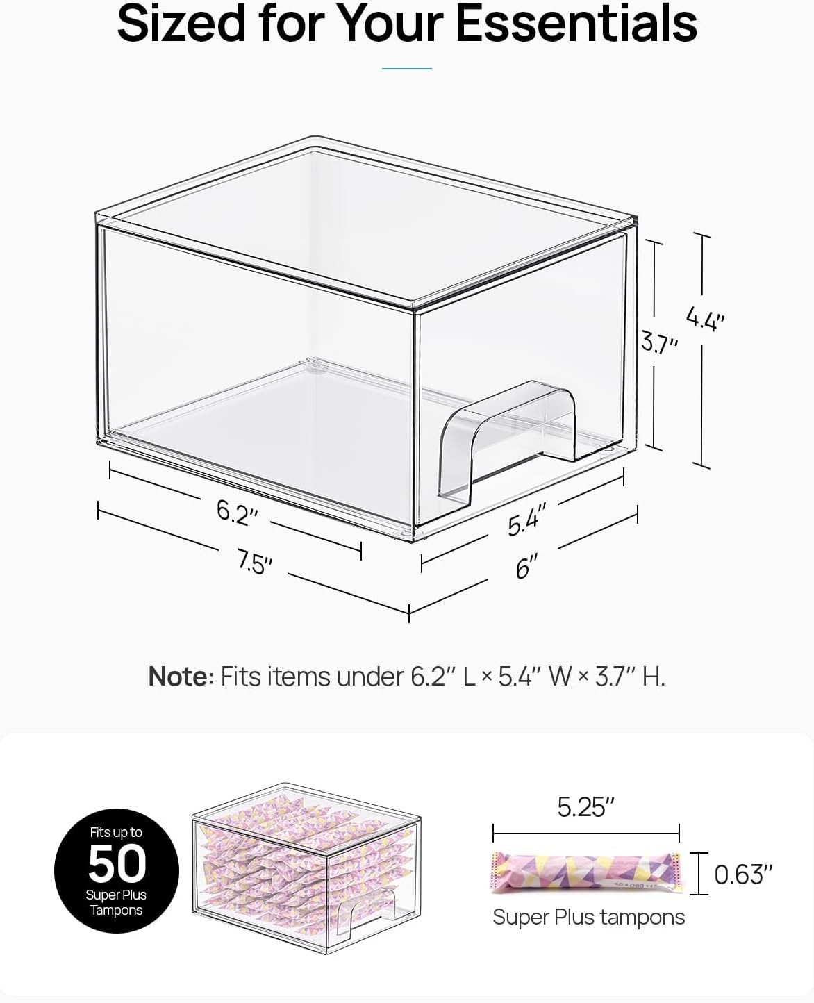 Multi-Purpose Acrylic Drawer Set - 4 Clear Stackable Organizers for Every Space