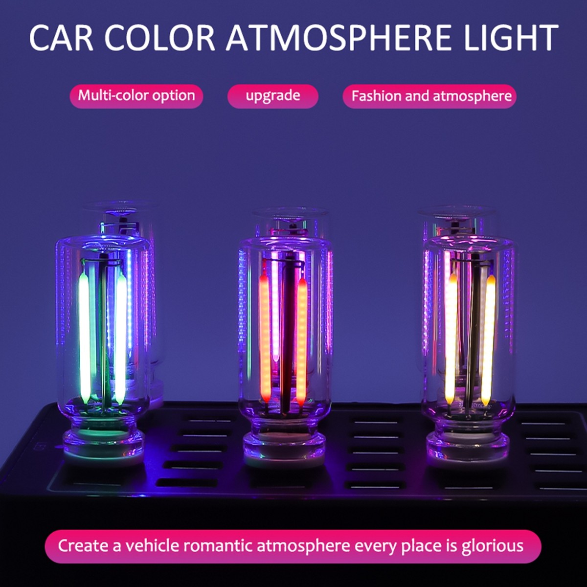 1PCS Purple Touch Control Car USB LED Light Atmosphere Night Light Dimmable New