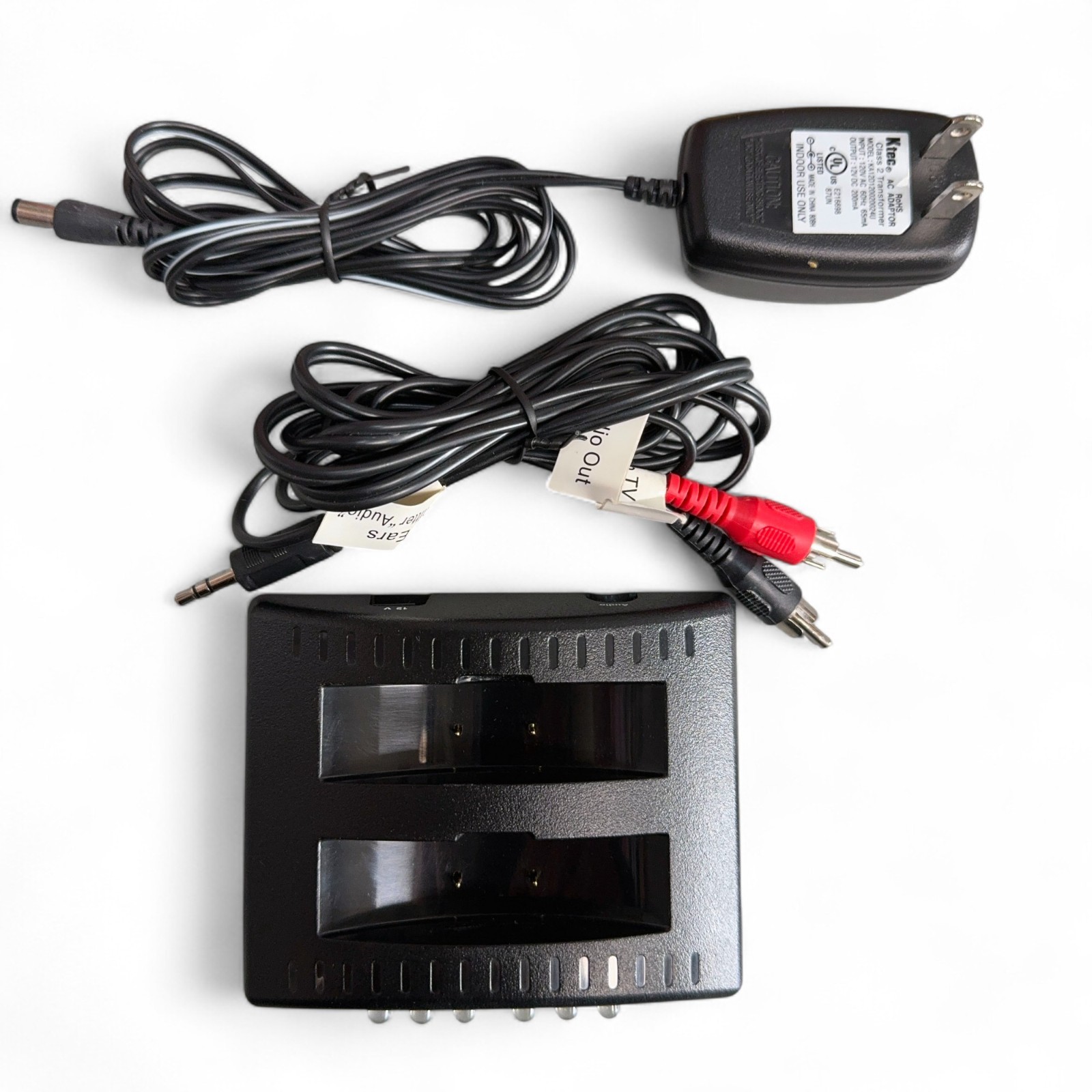 *NO HEADSET* TV Ears 3.0 Charging Dock Transmitter w/ Cables, Tips, Manual