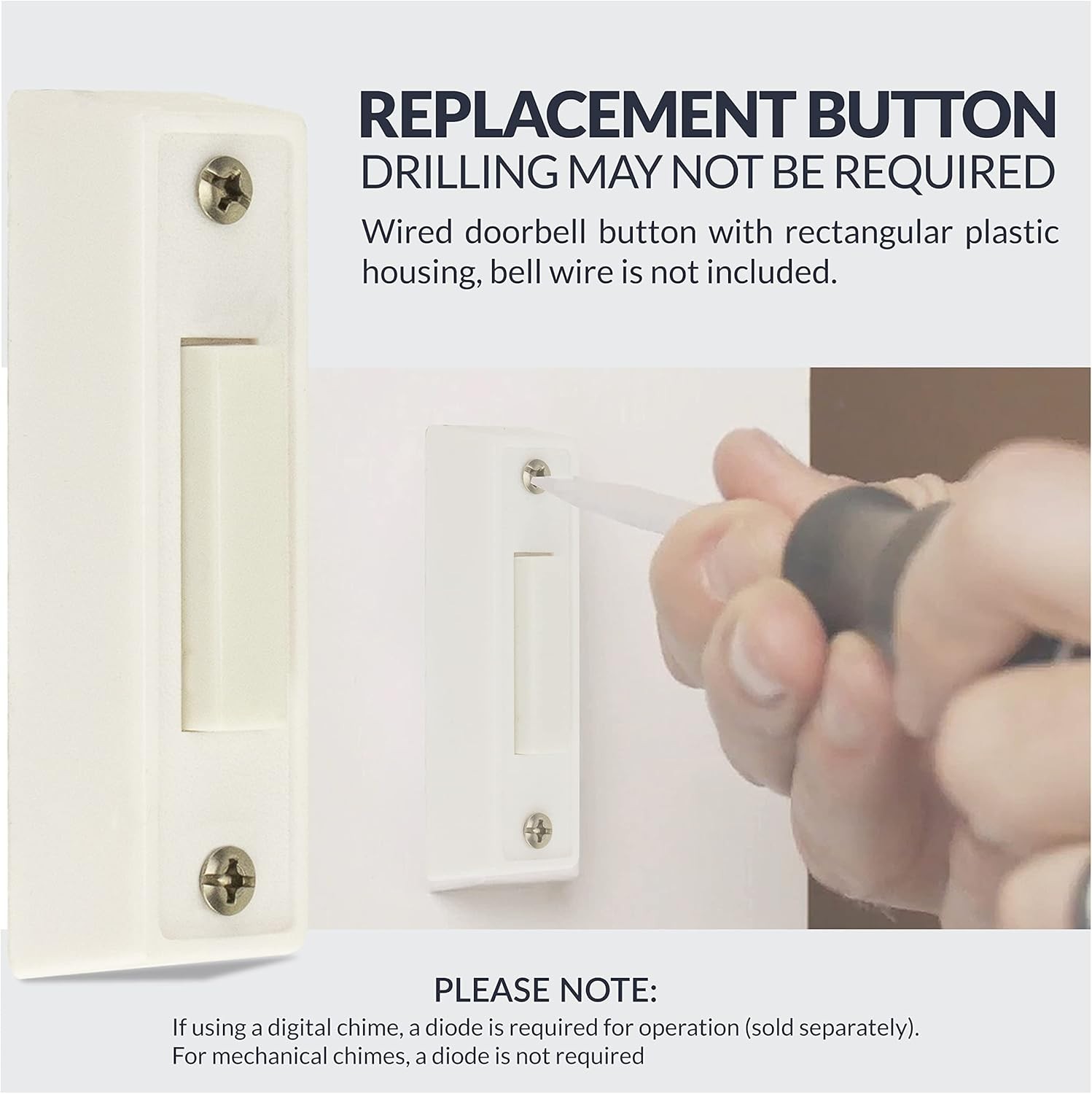 Versatile Unlighted Doorbell Switch - 2.75 Inch Durable Plastic Construction
