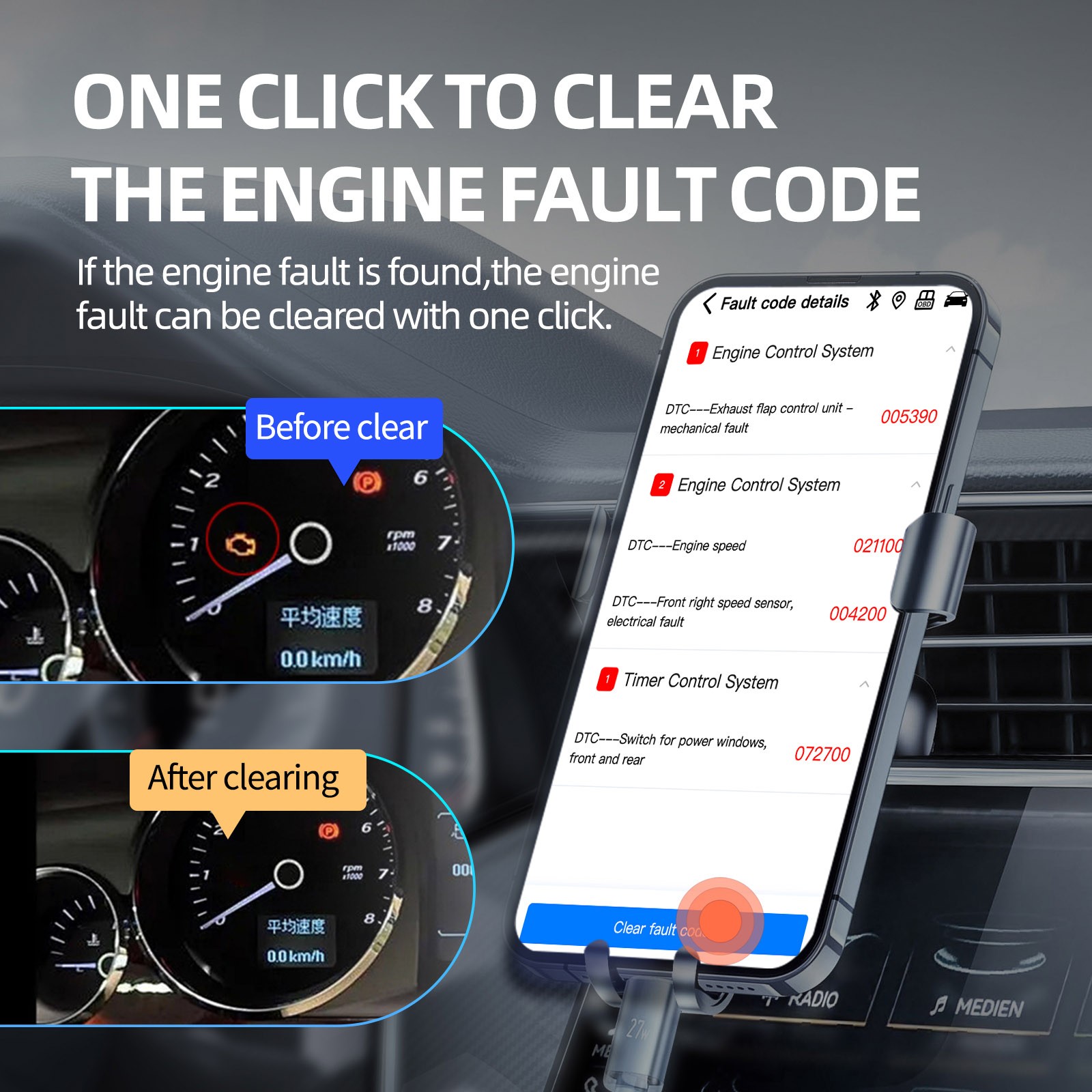 ELM327 Car OBD2 Code Reader WIFI Bluetooth Auto Diagnostic Tool For Iphone IOS