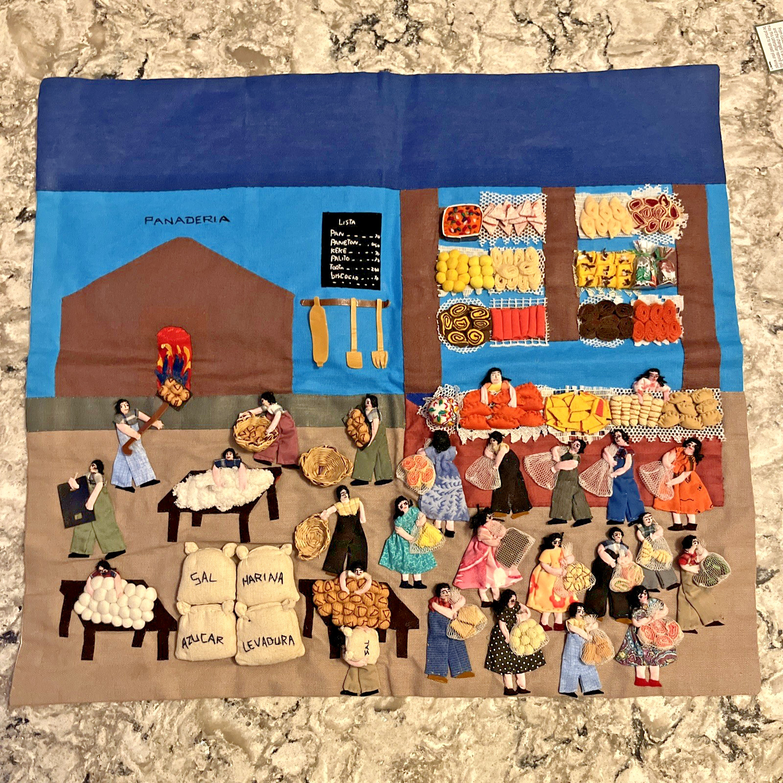 Lima Peru 3D Quilt Folk Art Market Bakery Scene International Travel Souvenir