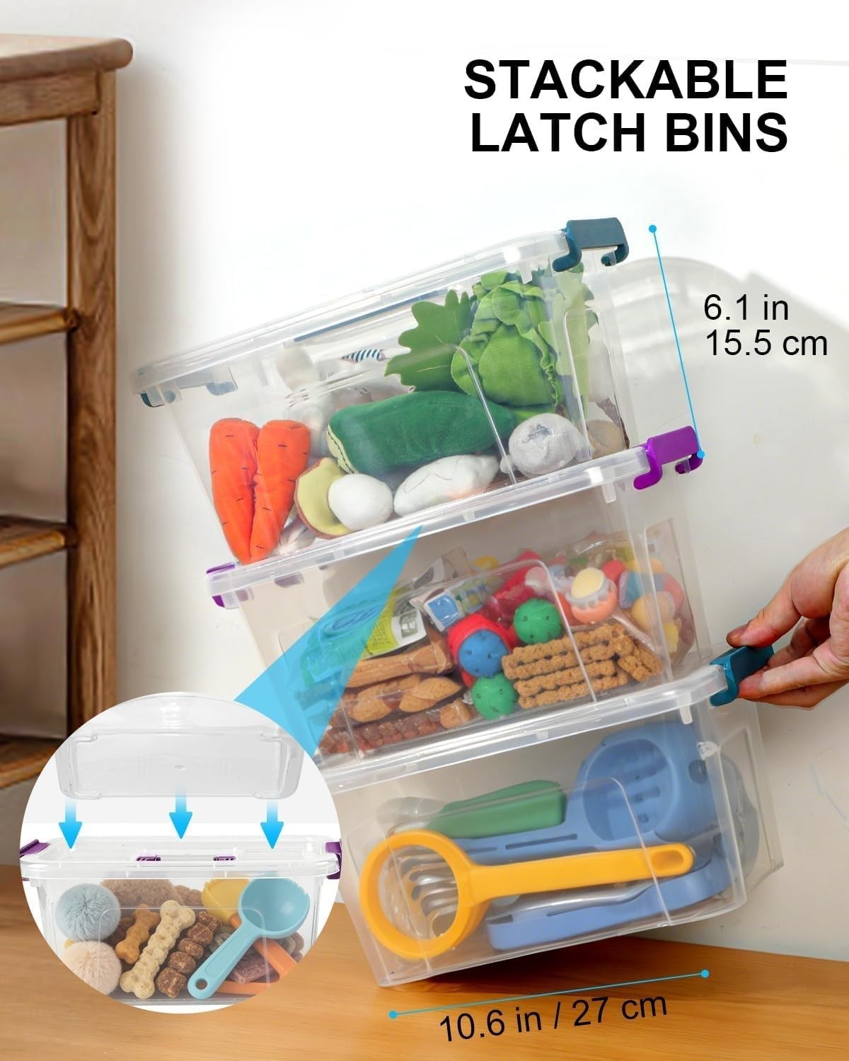 7Qt Clear Stackable Storage Bins with Lids - 6-Pack for LEGO, Crafts & Office