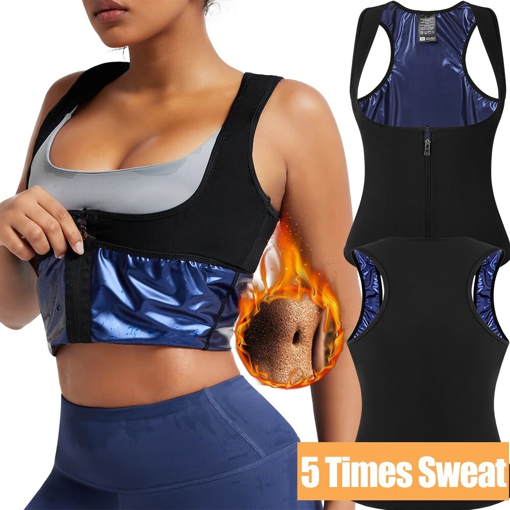 Women Sauna Suits Sweat Vest Waist Trainer Sports Body Shaper Workout Tank Tops