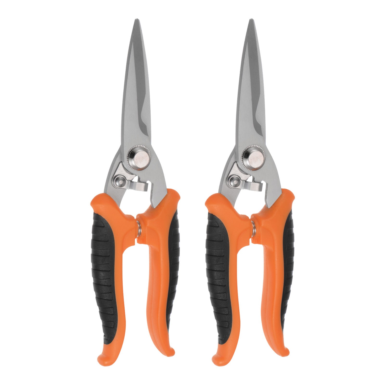 2pcs 8 Inch Industrial Scissors Shears with Orange Black Handle