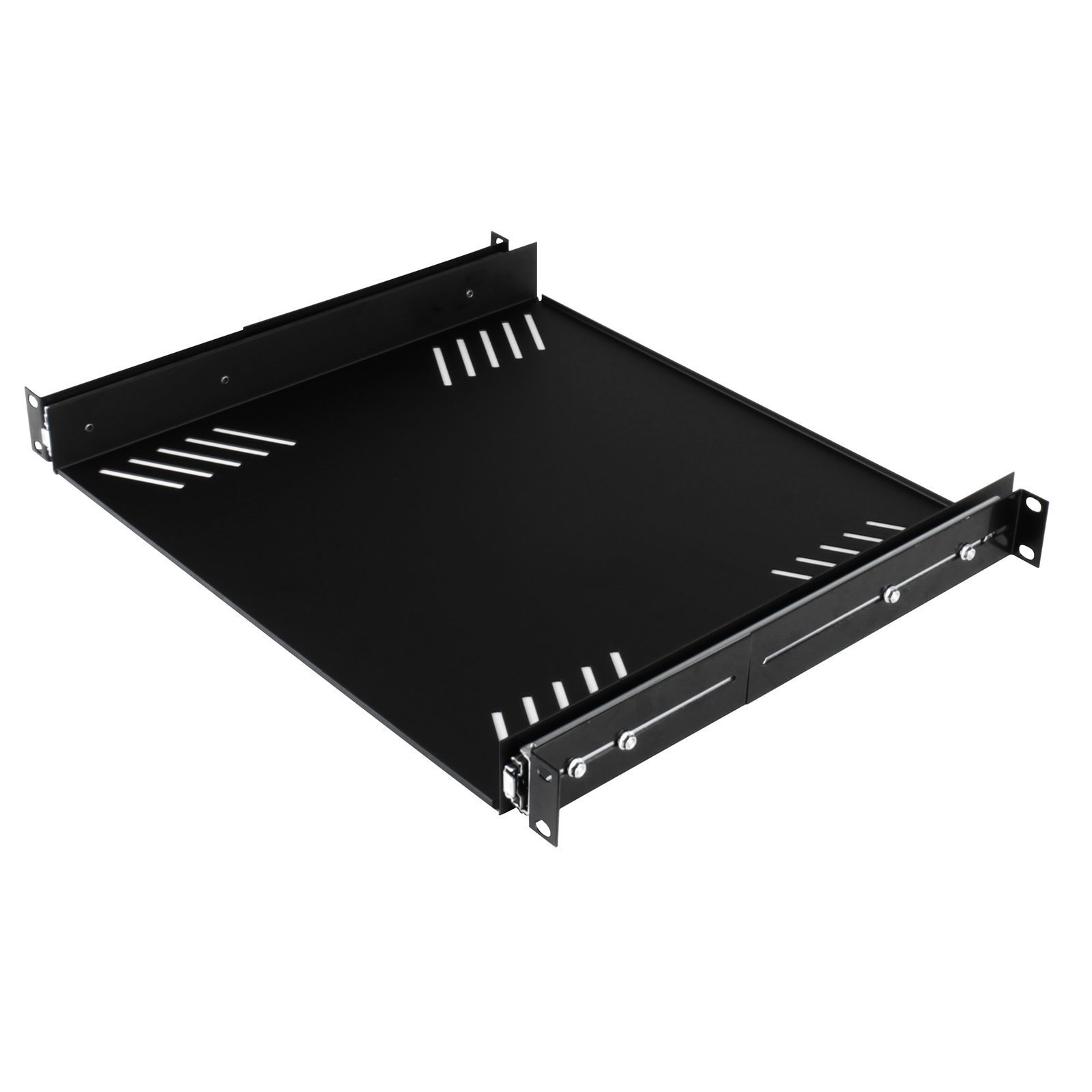 19 Inch Sliding Rack Tray Heavy Duty Steel Black 483Mm Universal Fixing Points