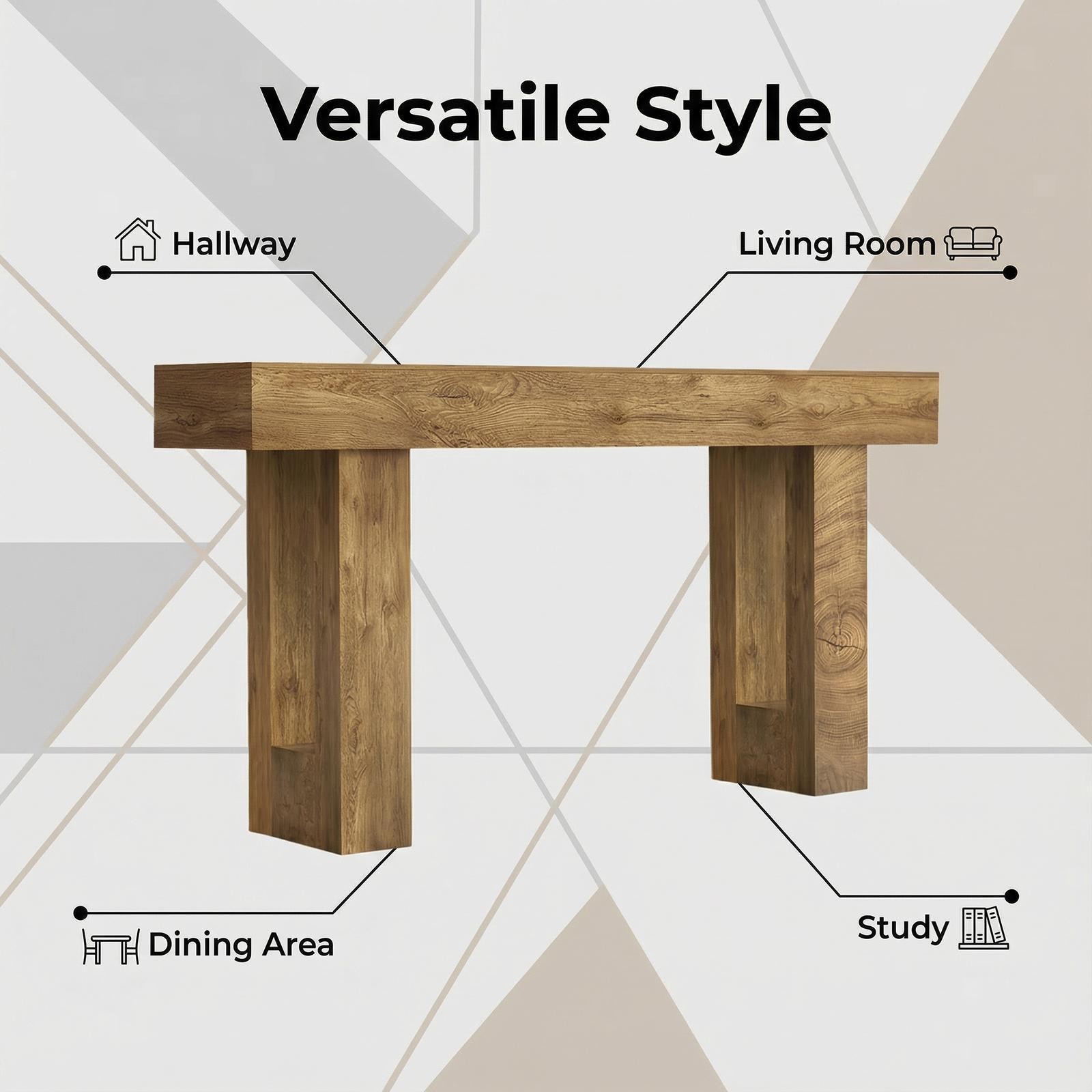 Farmhouse Entryway Console Table Solid MDF Wood Construction for Home Interior