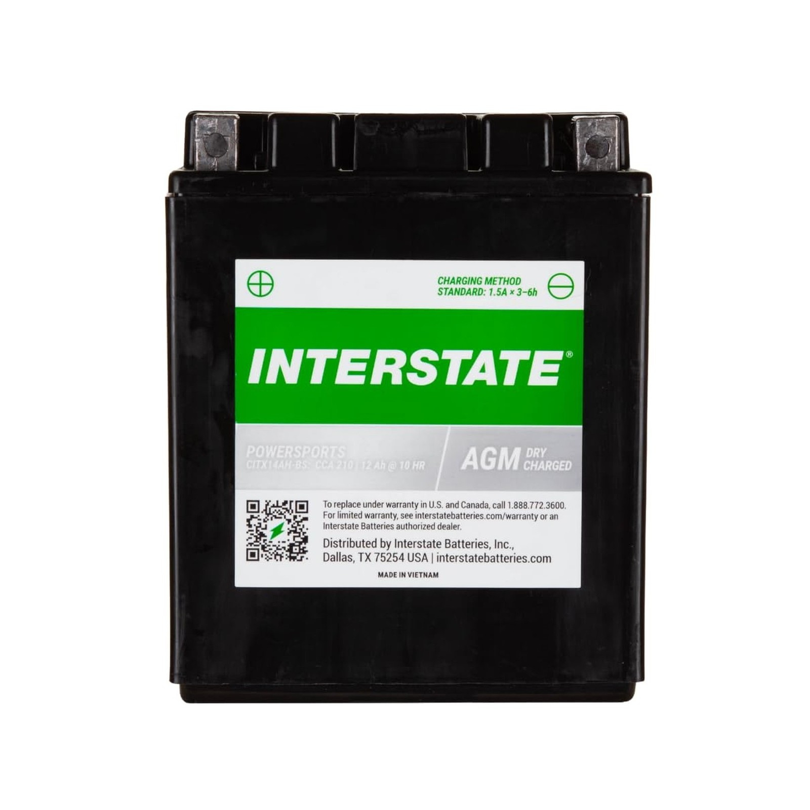 Interstate Batteries YTX14AH-BS 12V 12Ah Powersports Battery 210CCA High-Perf...