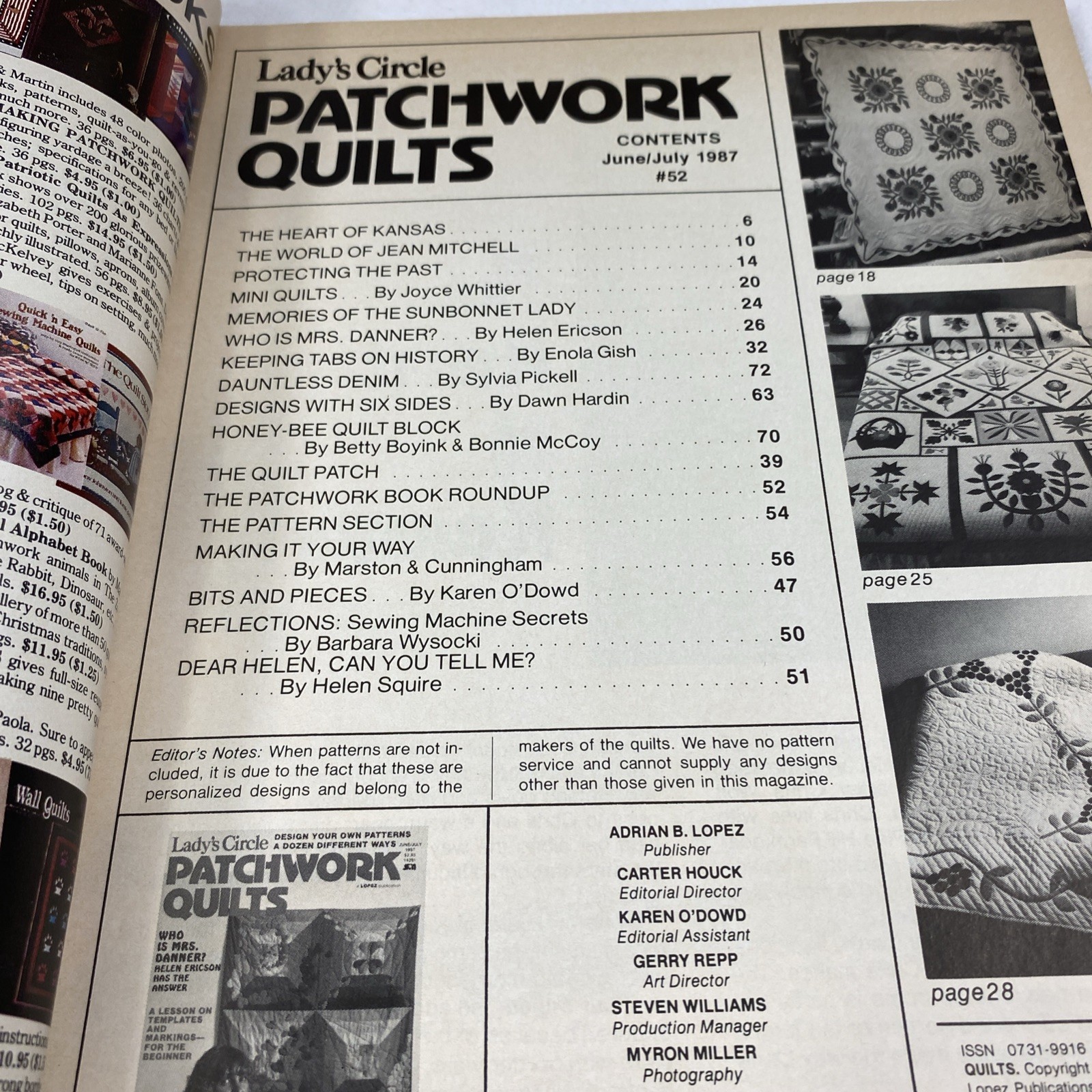 2 Lady's Circle Patchwork Quilts Magazines 1987 Vtg Quilt Patterns