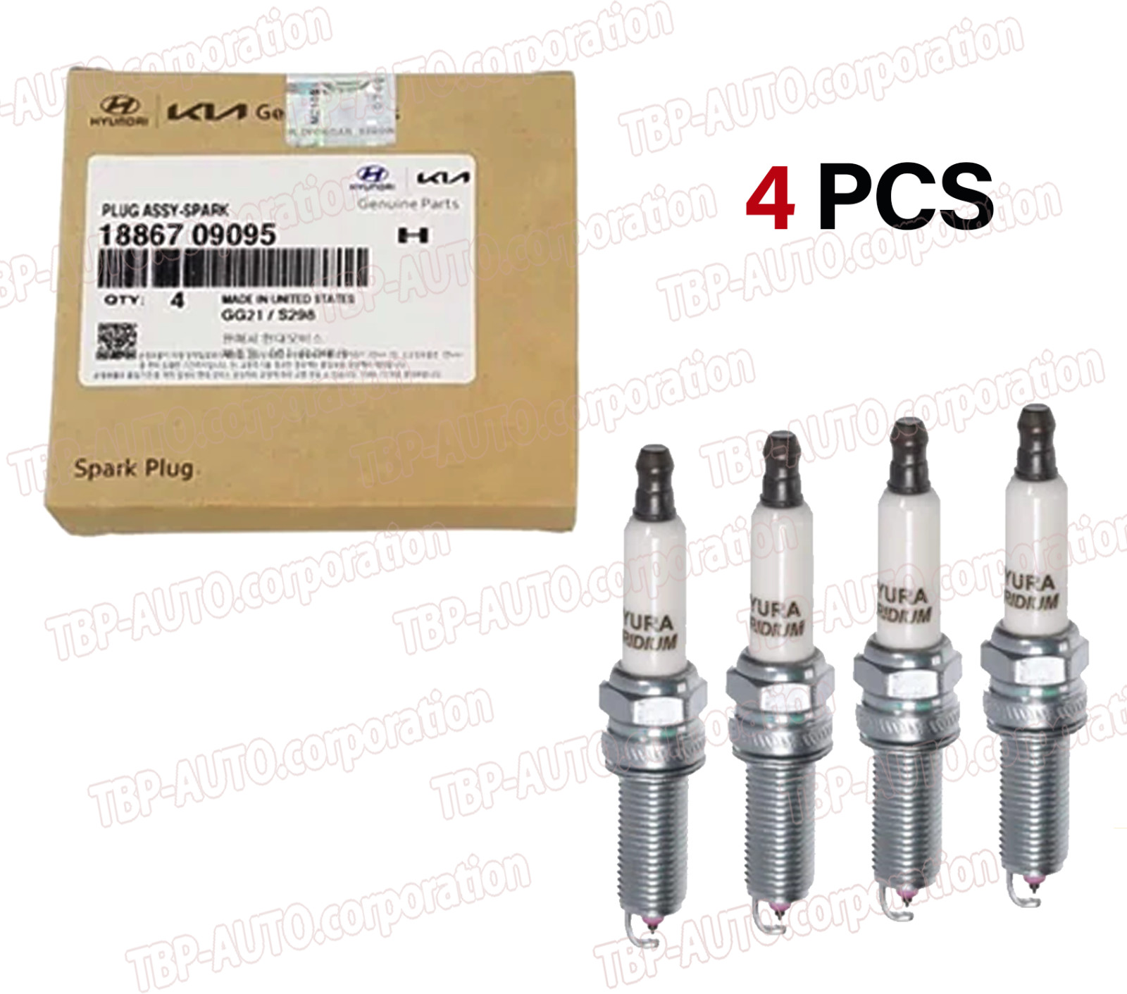 GENUINE ® Spark Plug 4PCS for 17-23 Elantra Kona Veloster Forte Seltos Soul 2.0L