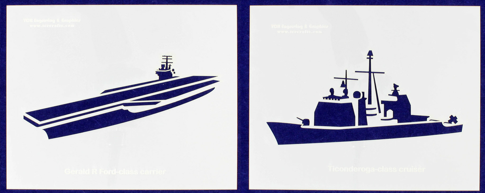 U.S. Navy Ships-Carrier-Cruiser Ship- 2 Piece Stencil Set 8 x 10 Inches
