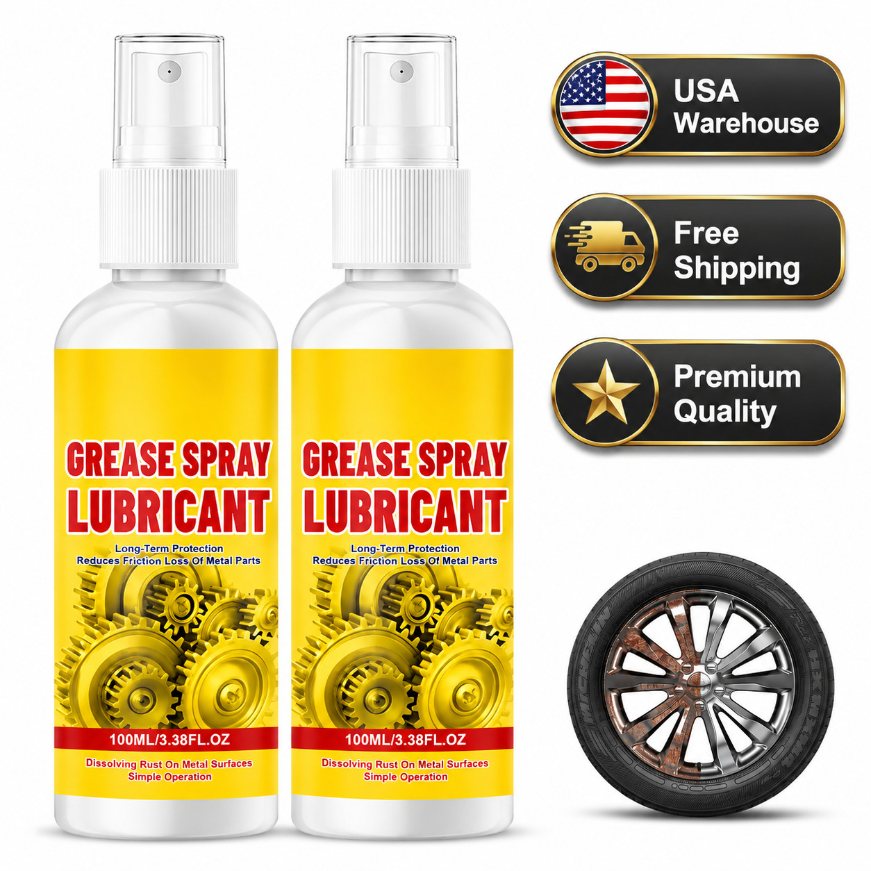 2Pcs Anti-Rust Lubricant Spray & Rust Remover, Rust Remover Spray for Metal, Mul