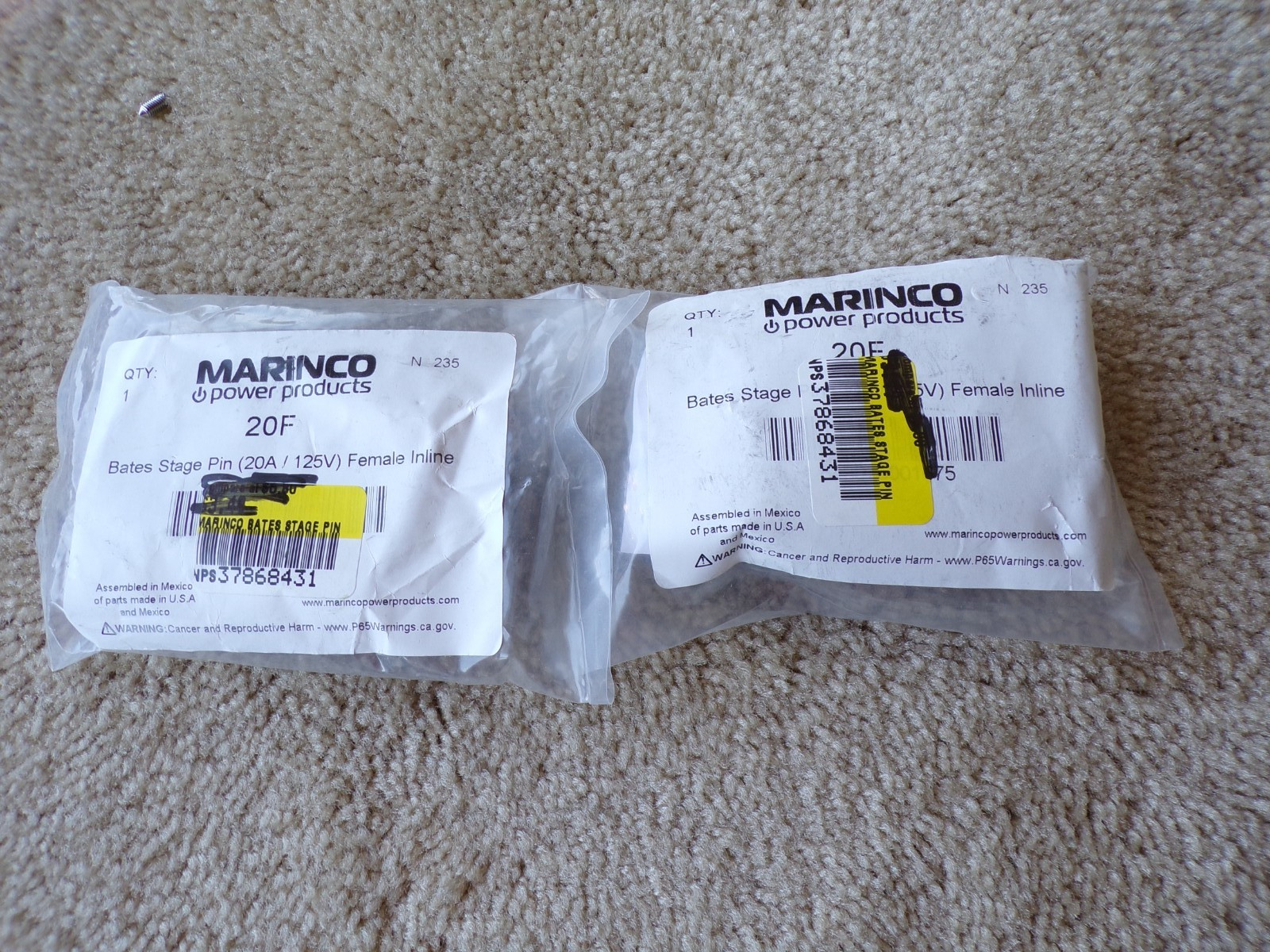 you get 2 - Marinco 20F Bates Stage Pin 20A 125V Female Inline; @cS