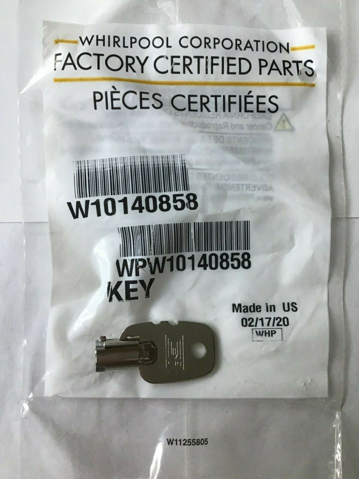 Key W10140858 (MX7) Replaces Maytag Key (ZB7) Whirlpool OEM Factory Certified