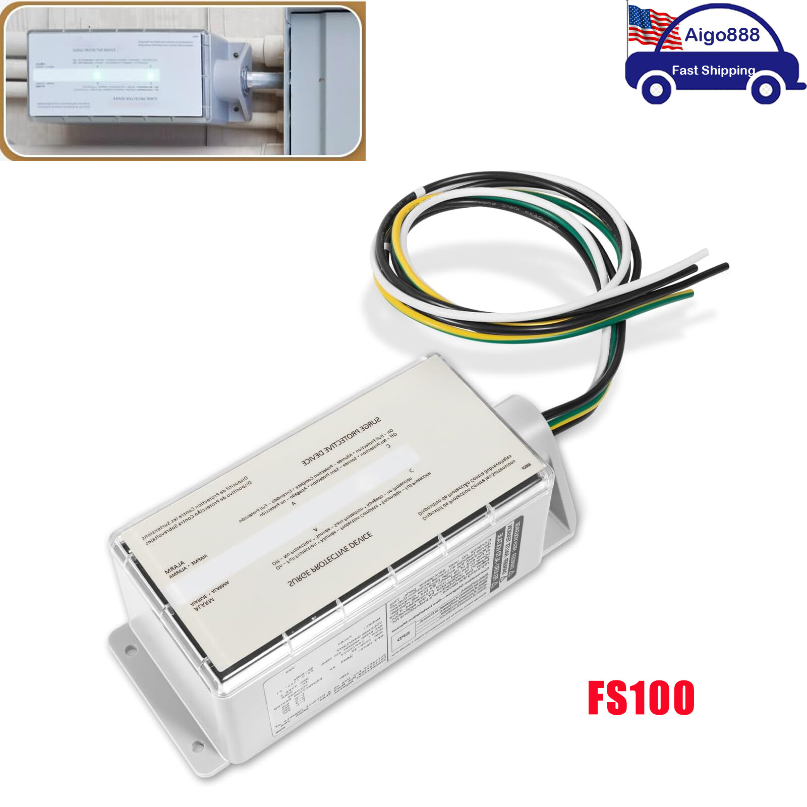 Whole House Surge Protection Device Rated FS100 for 100,000 Amps for Load Center