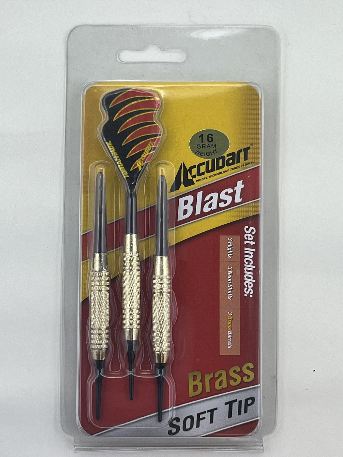 Darts, Accudart Blast, Brass barrels, soft tips, for bristle or electronic board