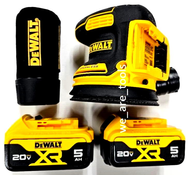DeWalt DCW210 20V Cordless 5" Orbital Sander, (2) DCB205 5.0 AH Battery 20 Volt