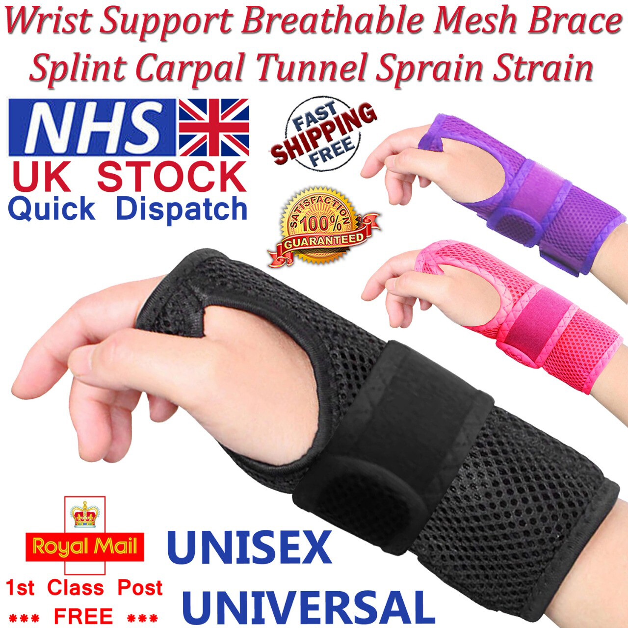 LTG PRO Wrist Support Mesh Breathable Brace Splint Carpal Tunnel Strain Sprain