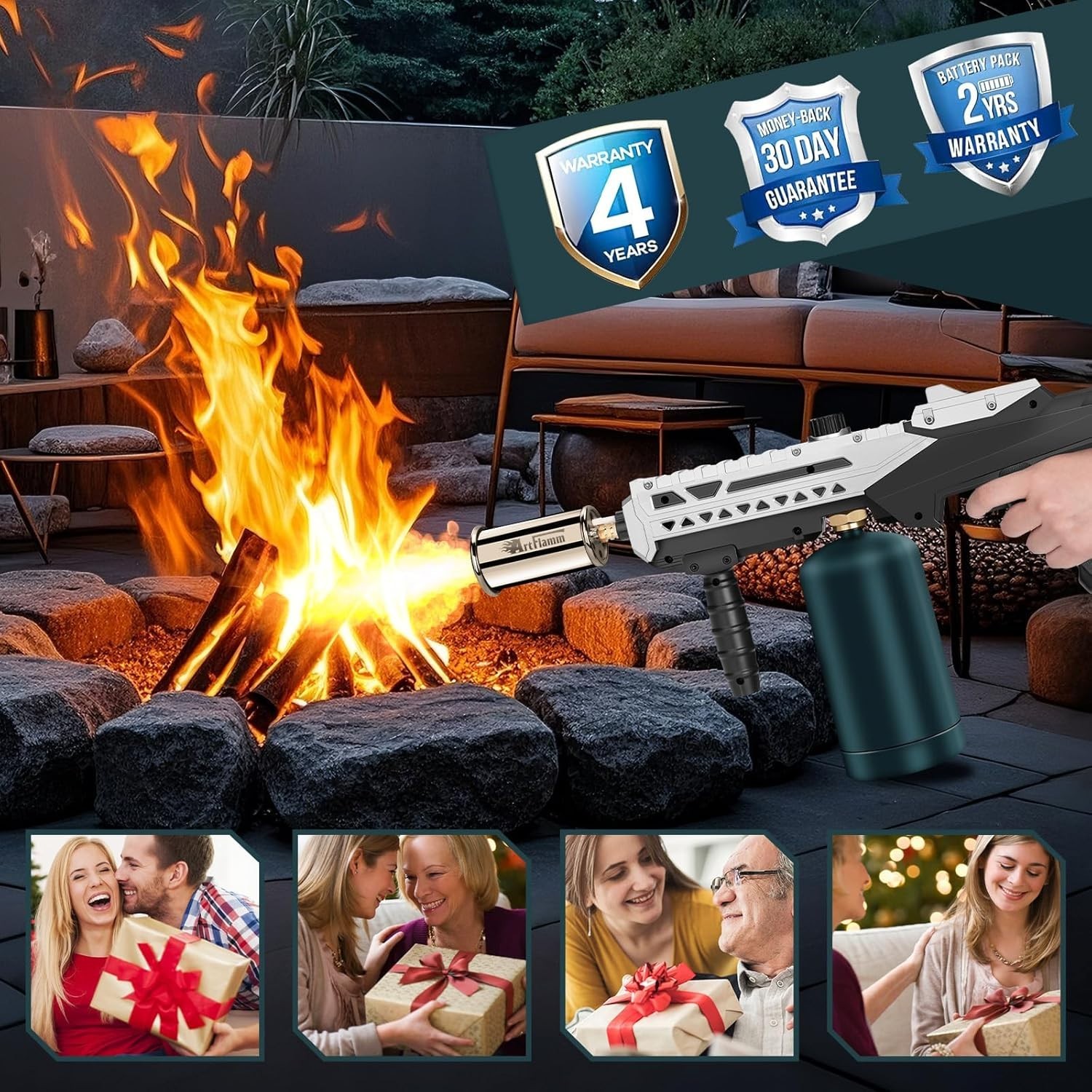 Powerful Propane Torch Gun, Adjustable Flame Thrower Gun, Kitchen Torch with ...