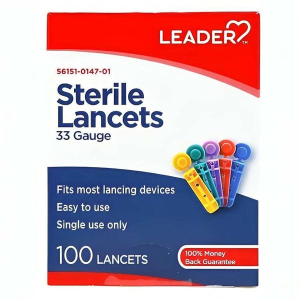 x2 Leader Lancets 33 Gauge 2 Boxes ( 100 Ct ) 200ct