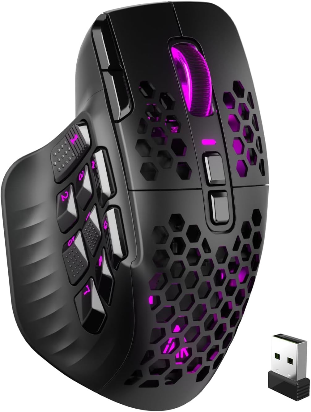 SM809 Pro Wireless MMO Gaming Mouse with 9 Side Buttons,24000 DPI,Triple Conn...