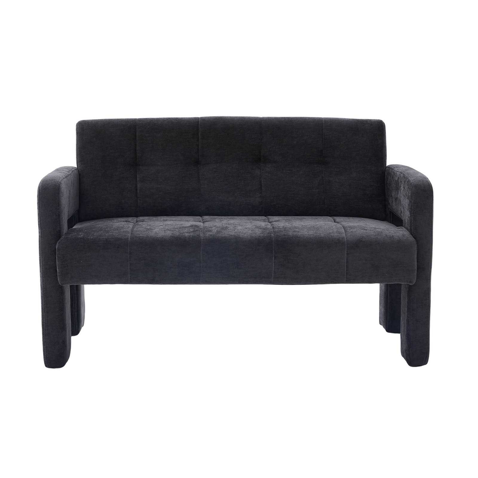 Nordic Modern Double Armchair Loveseat Sofa Chenille Black