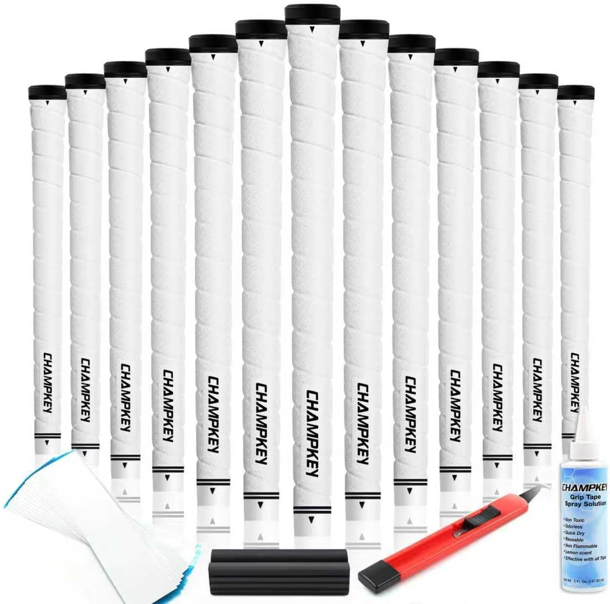 CHAMPKEY X-WEAVE Rubber Golf Grips 13 Pack with Full Repair Kits - Medium Lower