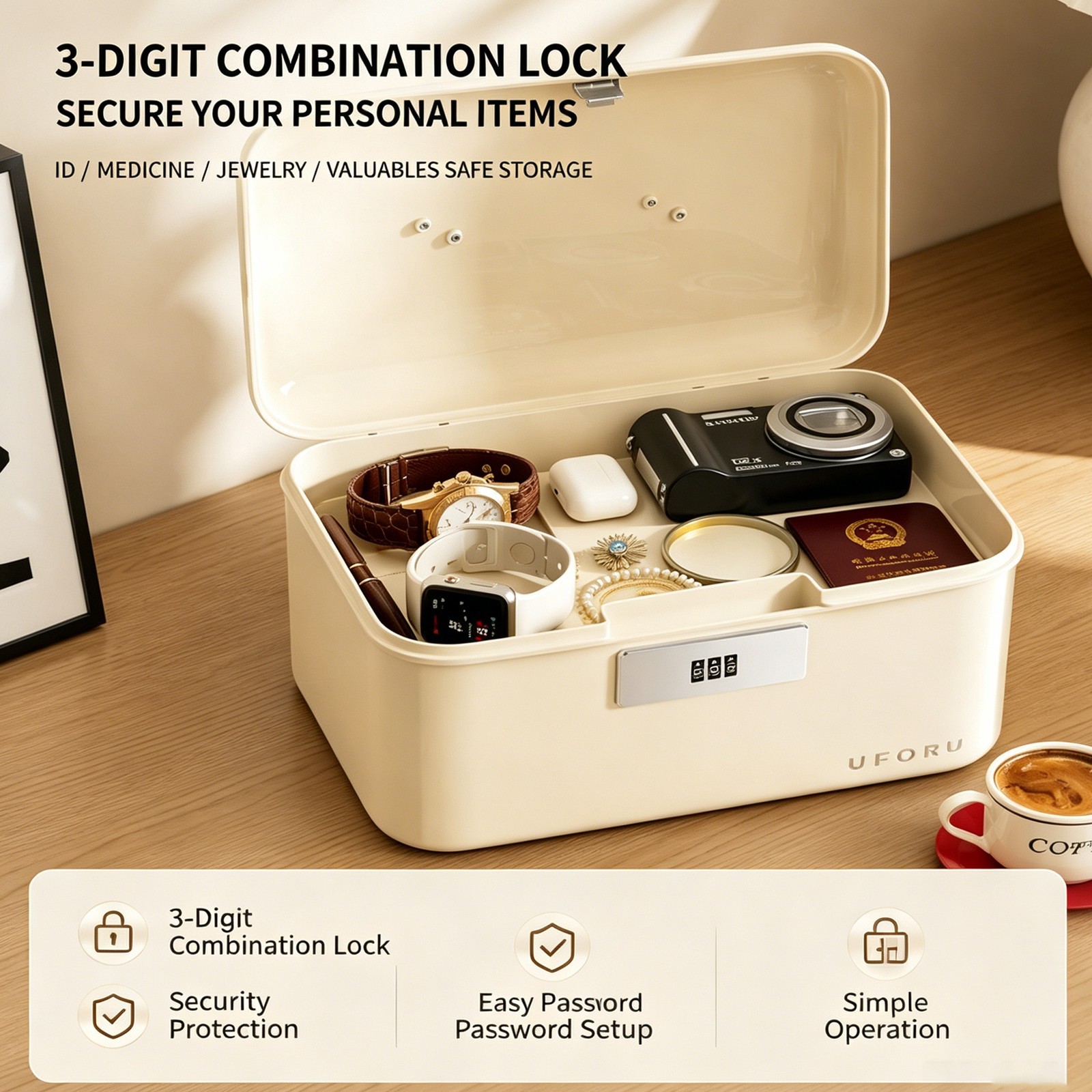 Double Layer Digital Password Lock Safe Box Household Medication Storage Box USA