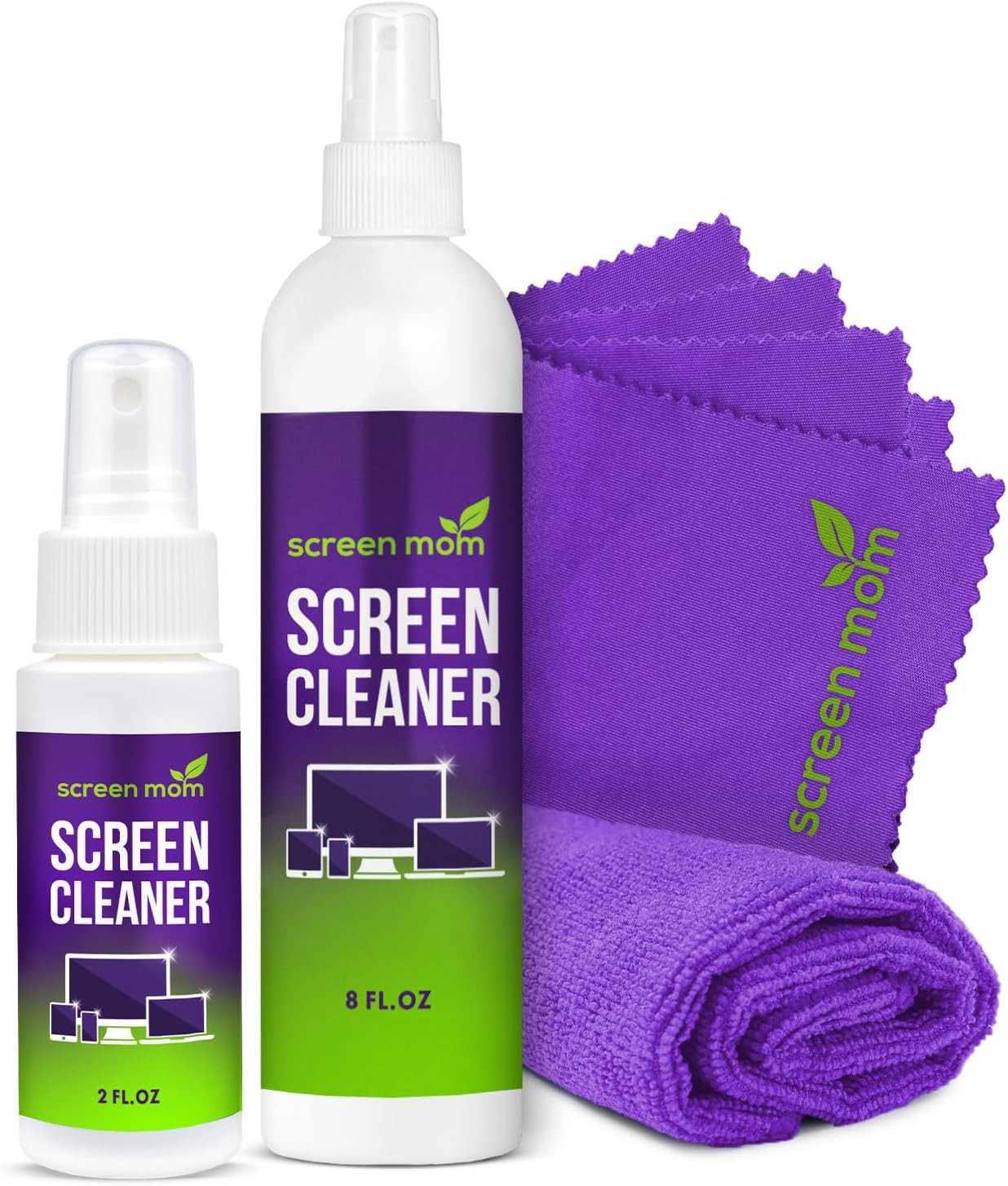 Screen Cleaner Spray 8Oz & 2Oz for TV, Car, Laptop and Computer | Streak-Free Fo