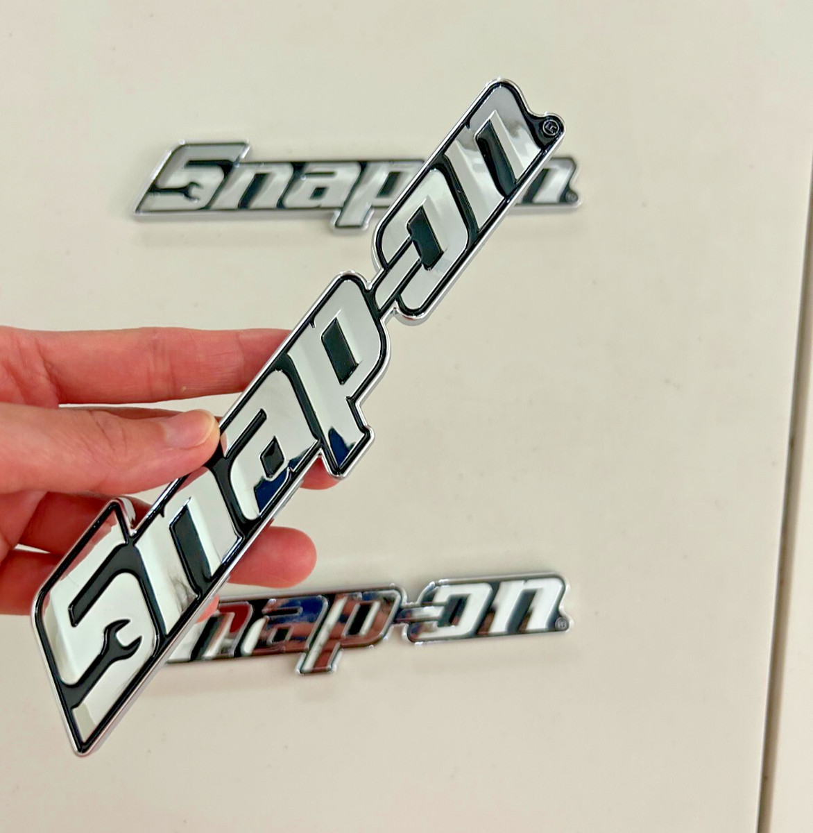 6PCs SNAP-ON TOOL BOX LOGO EMBLEM Chrome Silver Badge Decal 8" INCH LONG - NEW