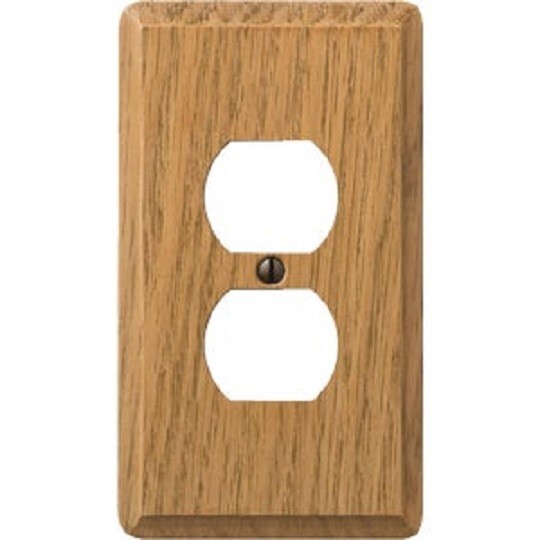 (16)-Amerelle 1-Gang Solid Oak Outlet Wall Plate, Light Oak 901DL