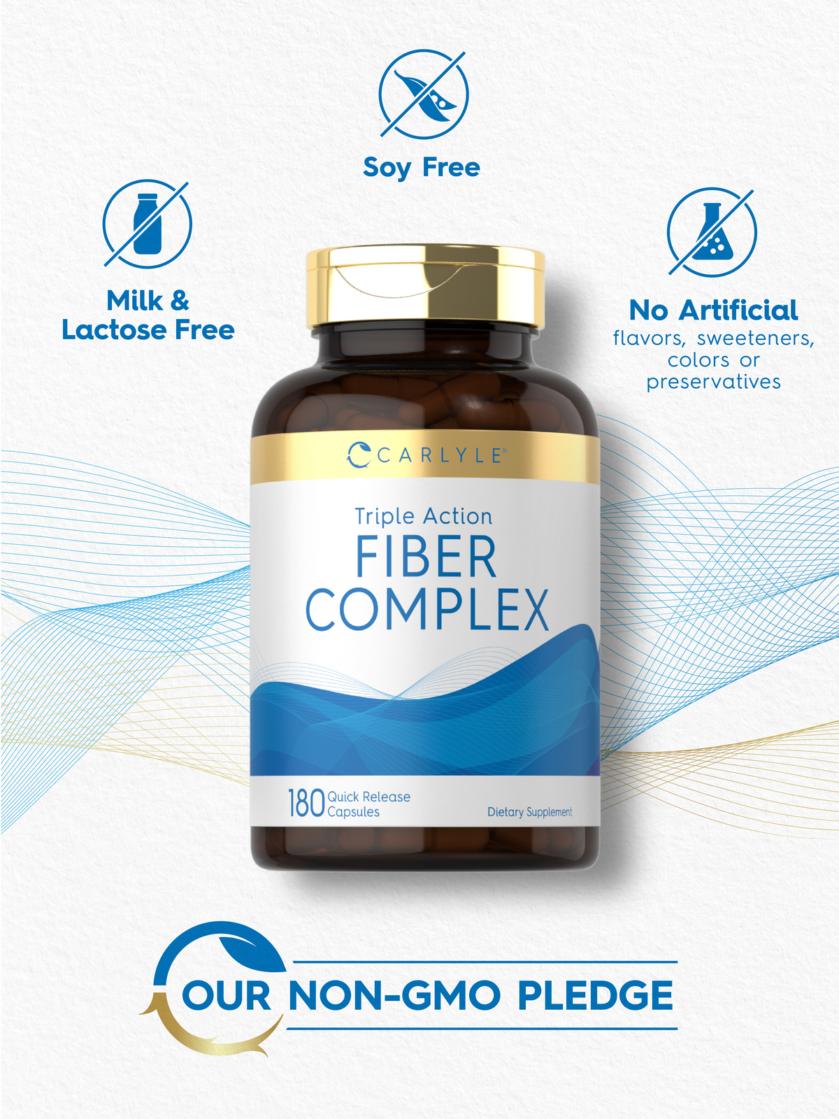 Fiber Supplement | 180 Capsules | Triple Action Fiber Complex | by Carlyle