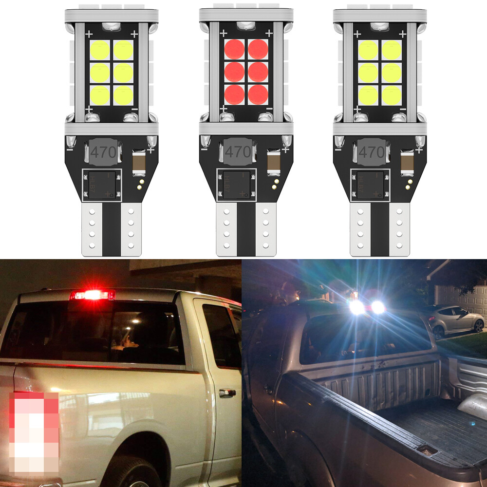 2 White 1 Red 912 LED Cargo 3rd Brake Light Bulbs for GMC Sierra 1500 2500 3500