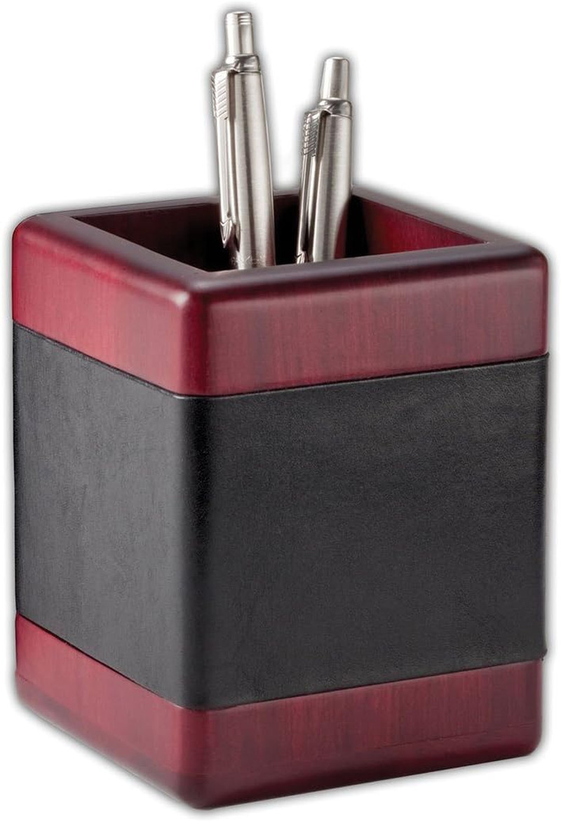 Rosewood and Leather Pencil Cup