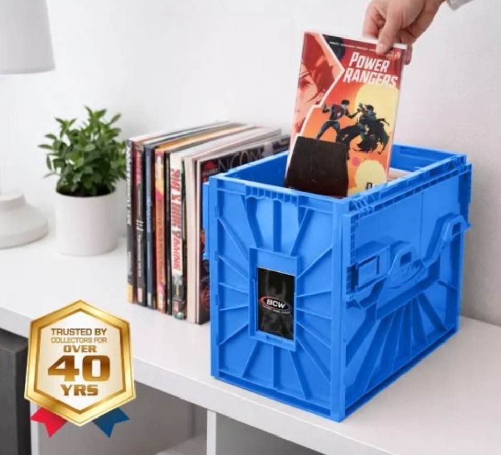 BCW Short Comic Bin Stackable w/ Locking Lid (Blue Plastic) - FREE Shipping!